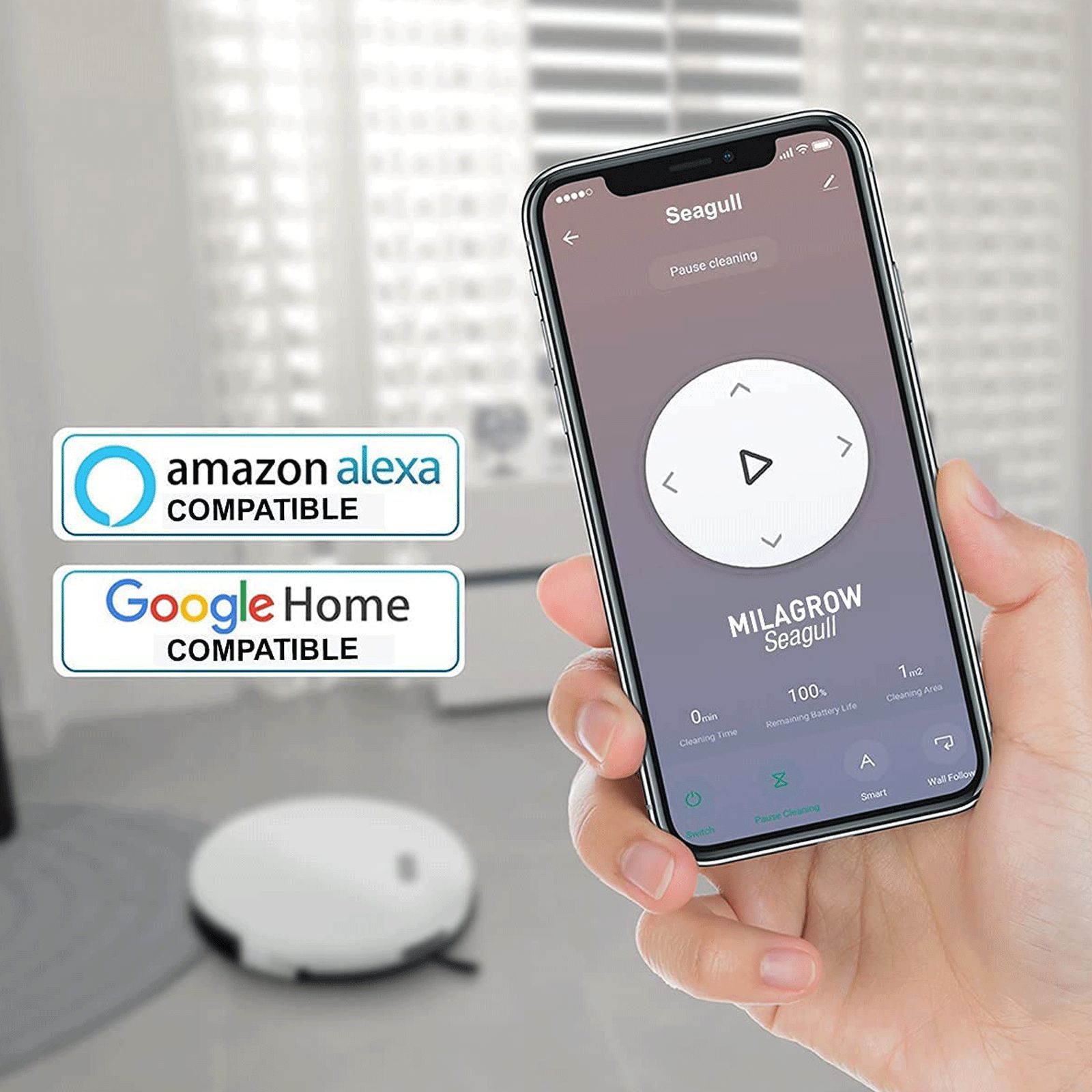 MILAGROW Seagull Agua 30 Watts Robotic Vacuum Cleaner (0.55 Litres Tank, White)_8