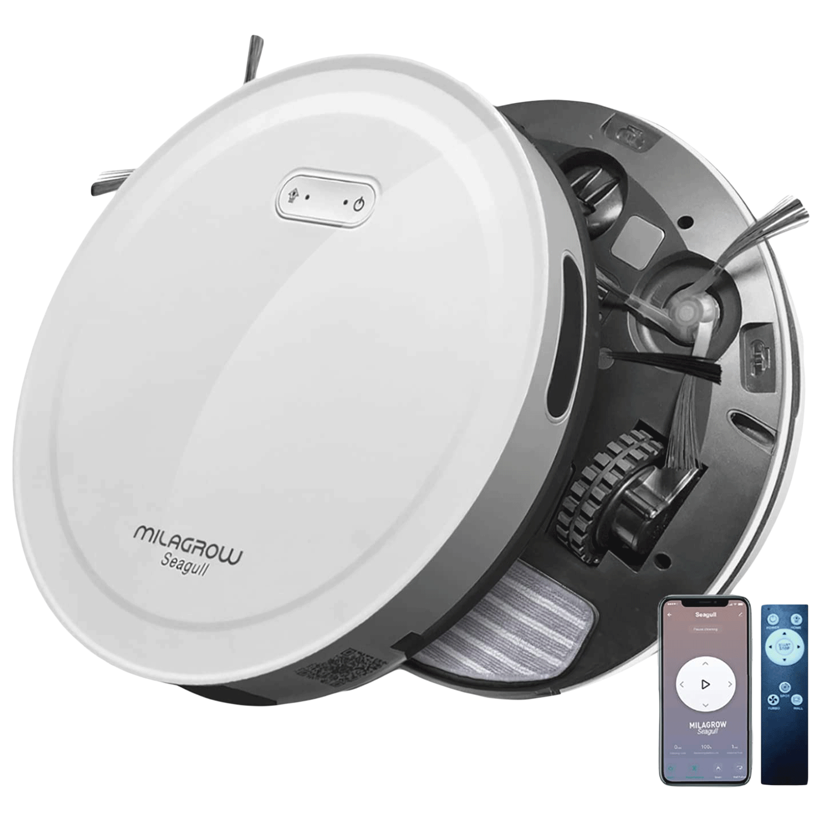 MILAGROW Seagull Agua 30 Watts Robotic Vacuum Cleaner (0.55 Litres Tank, White)_1