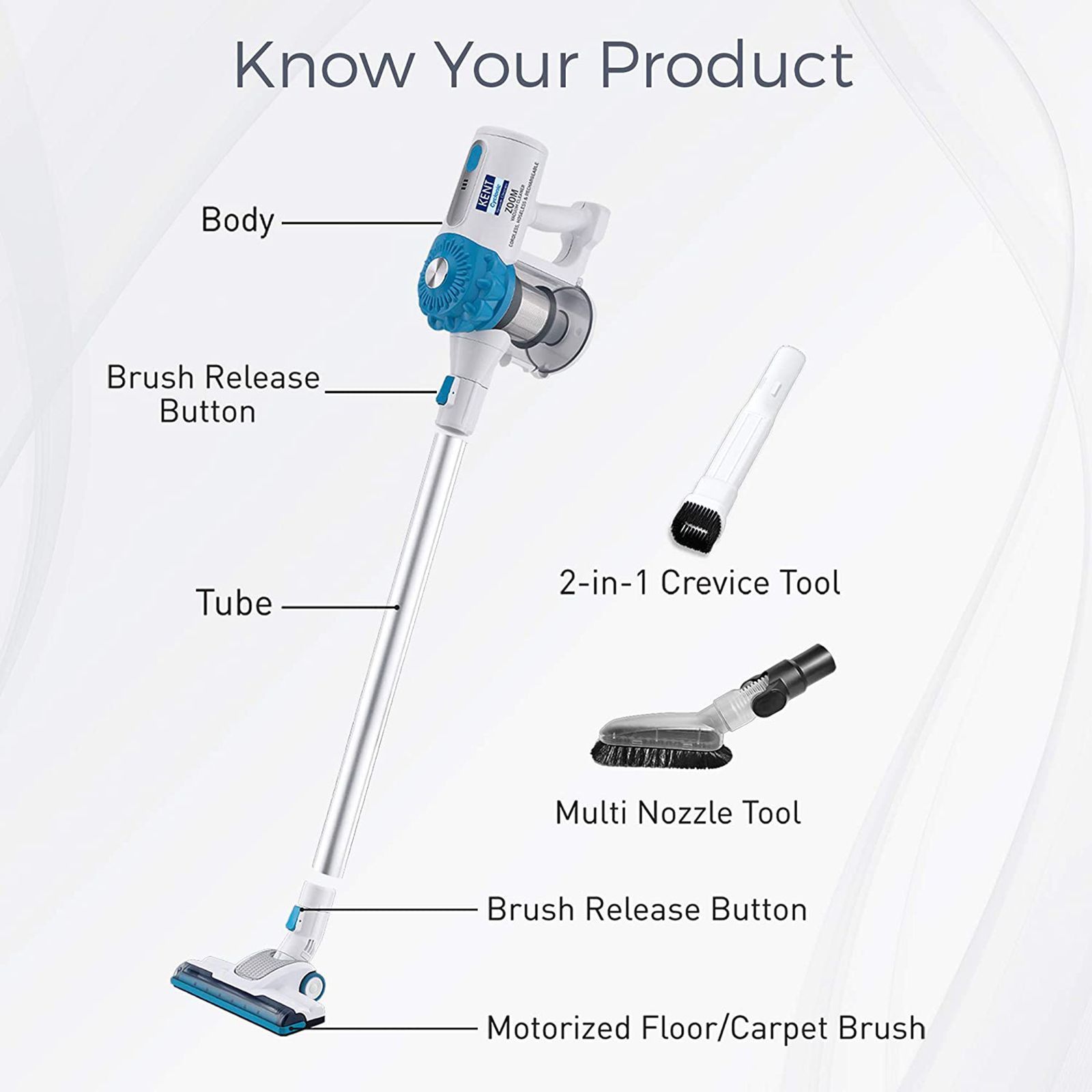 KENT Zoom 130 Watts Vacuum Cleaner (HEPA Filter, 16068, Blue)_4