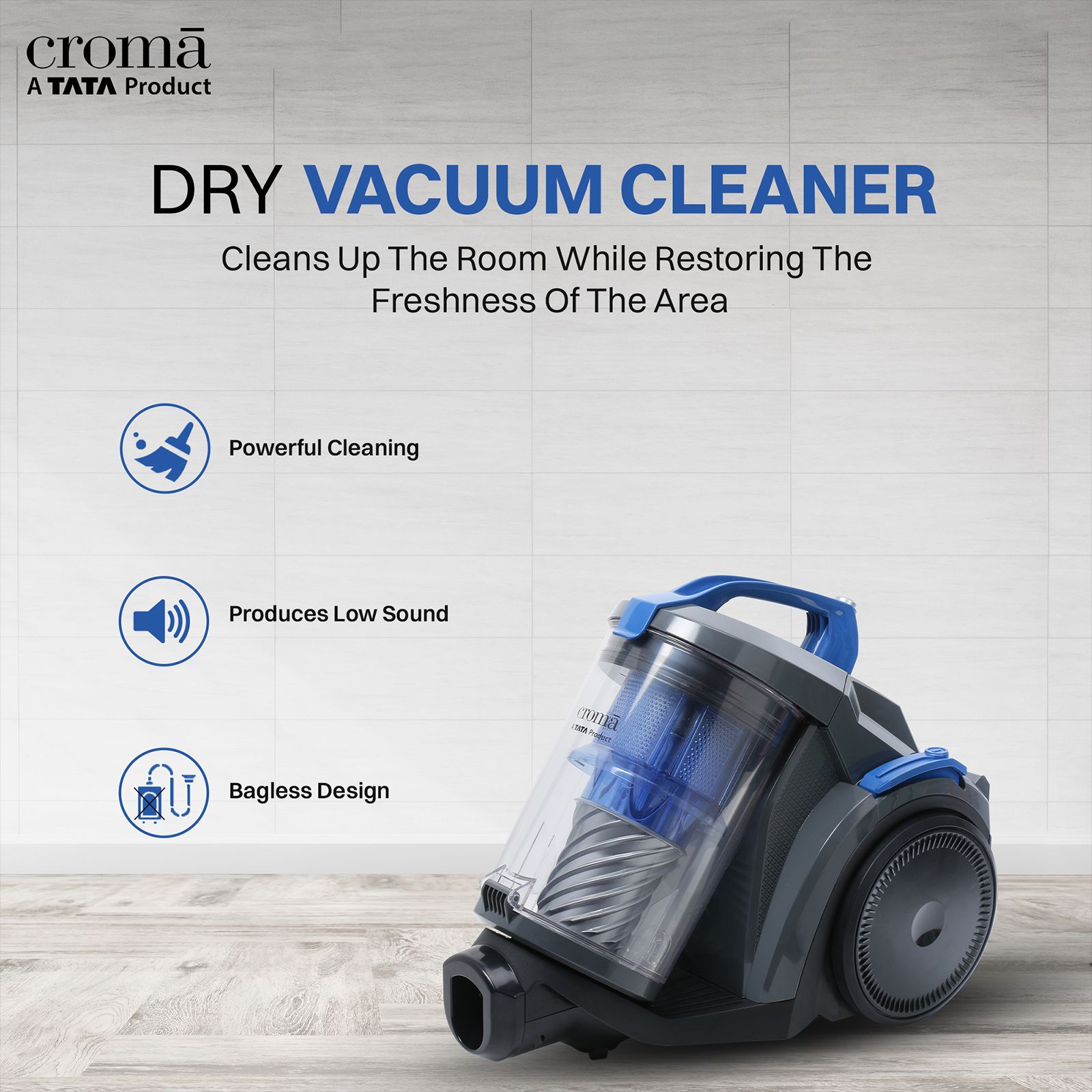 Croma 2200W Dry Vacuum Cleaner with Multi Cyclonic Technology (Auto Cord Winder, Blue) Croma 2200W Dry Vacuum Cleaner with Multi Cyclonic Technology (Auto Cord Winder, Blue)_11