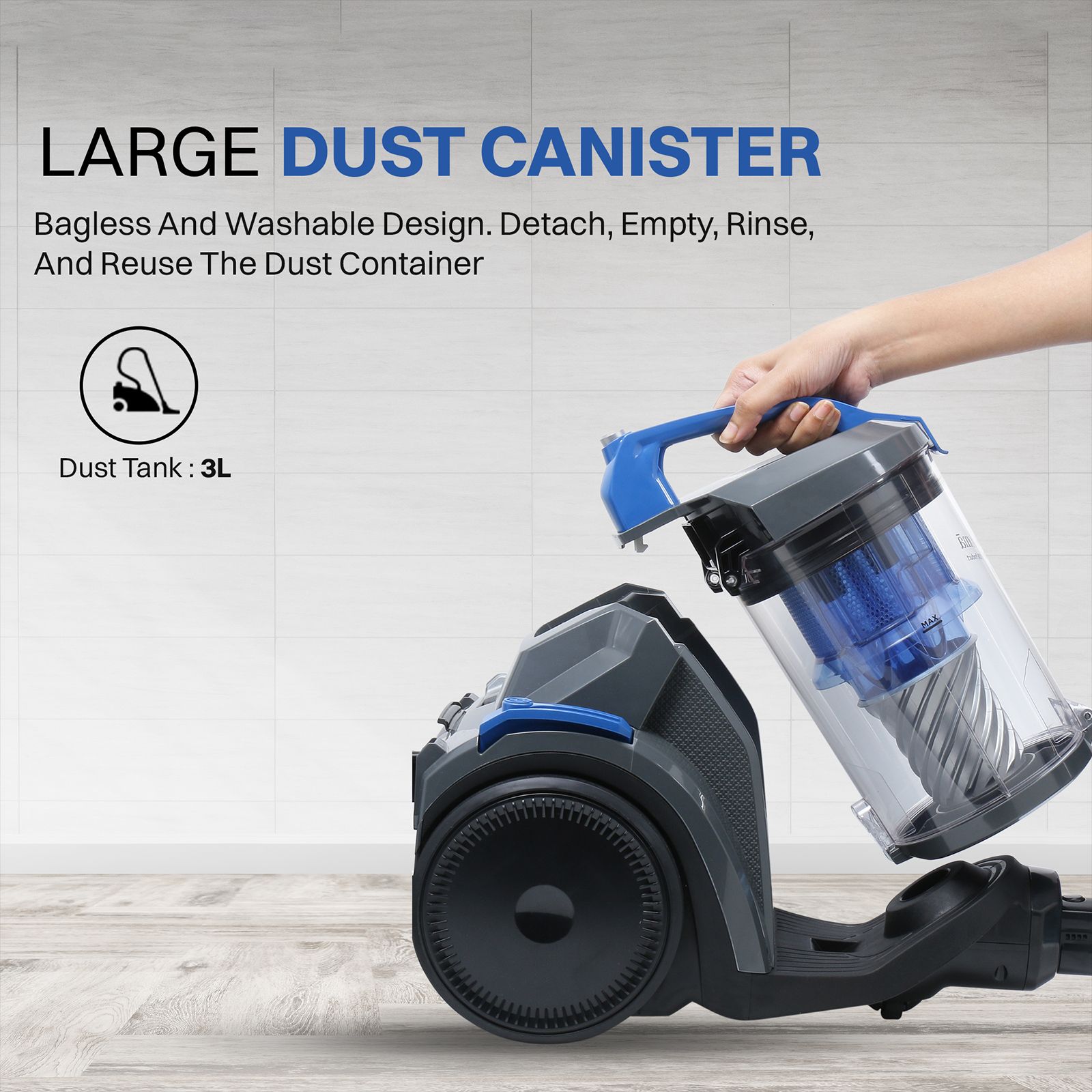 Croma 2200W Dry Vacuum Cleaner with Multi Cyclonic Technology (Auto Cord Winder, Blue) Croma 2200W Dry Vacuum Cleaner with Multi Cyclonic Technology (Auto Cord Winder, Blue)_13