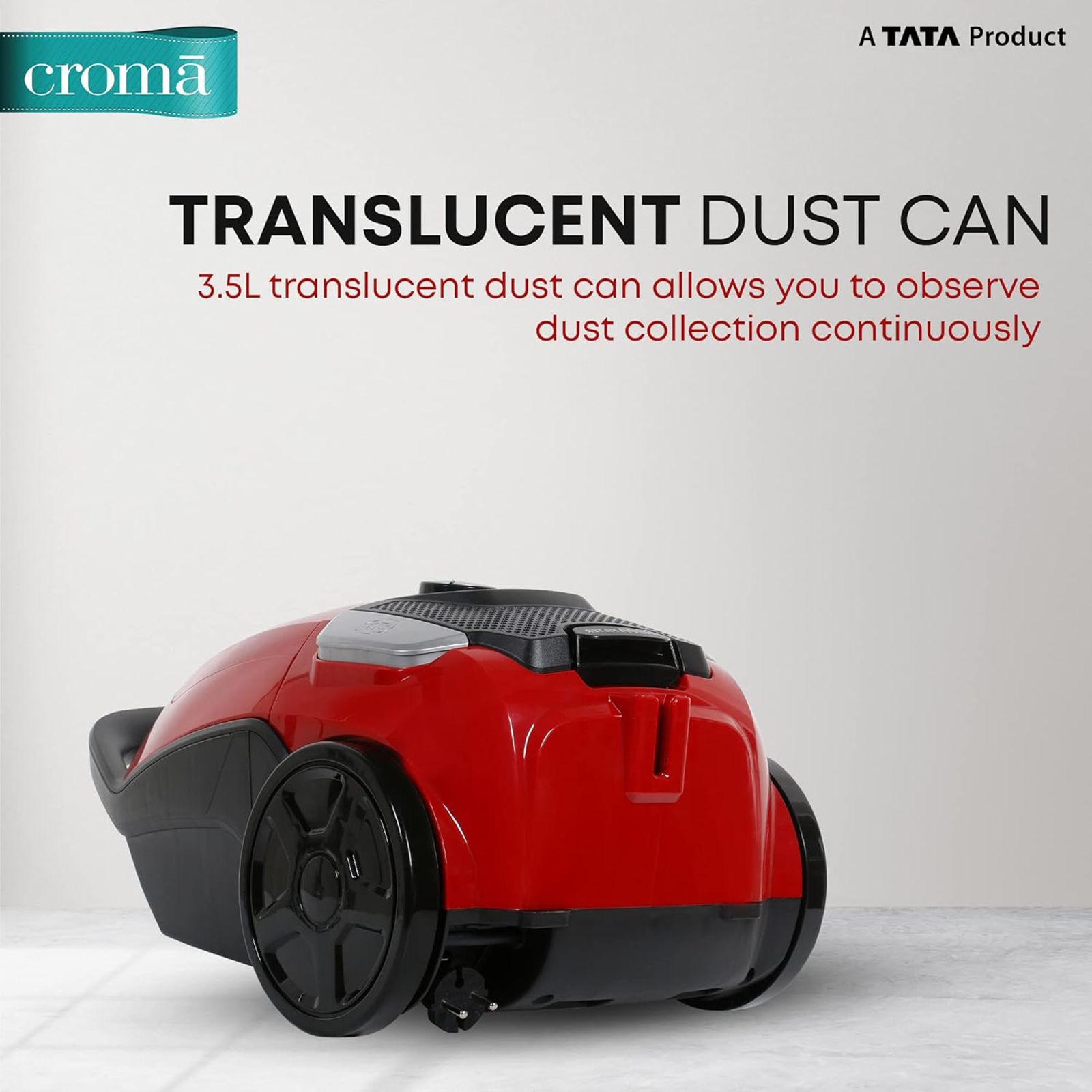 Croma 1600W Dry Vacuum Cleaner with Cyclonic Technology (Reusable Dust Bag, Red) Croma 1600W Dry Vacuum Cleaner with Cyclonic Technology (Reusable Dust Bag, Red)_2