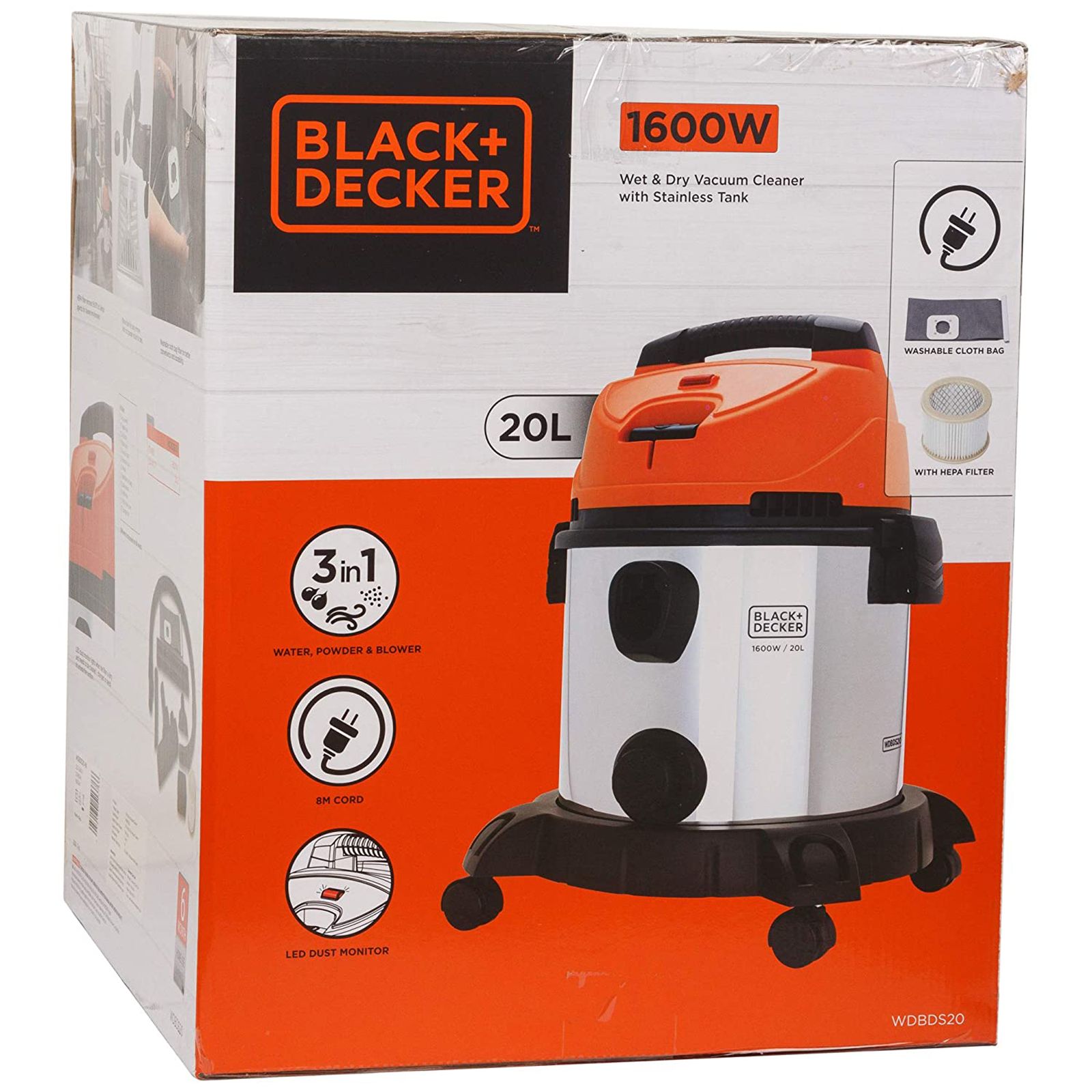 BLACK+DECKER 1600 Watts Wet & Dry Vacuum Cleaner (WDBDS20-IN, Orange) BLACK+DECKER 1600 Watts Wet & Dry Vacuum Cleaner (WDBDS20-IN, Orange)_12