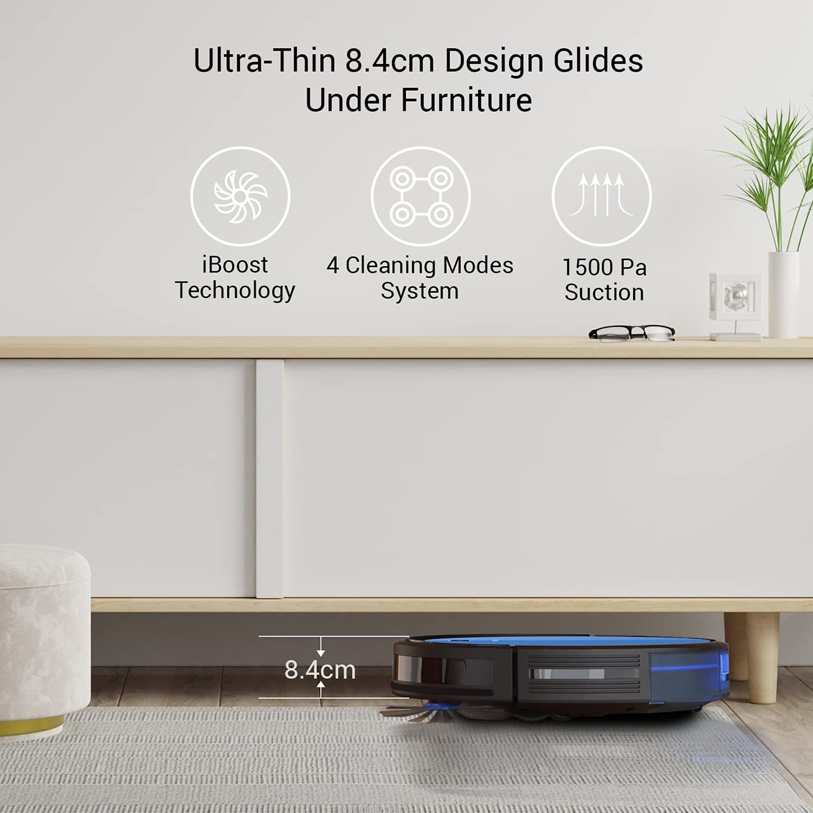 MILAGROW 24 Watts Robotic Vacuum Cleaner (0.6 Litres Tank, Bluebee)_3