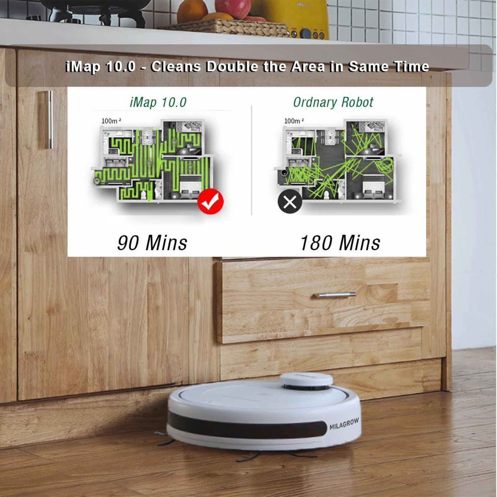Milagrow iMap 10 50 Watts Robotic Vacuum Cleaner (0.55 Litres Tank, White)_8
