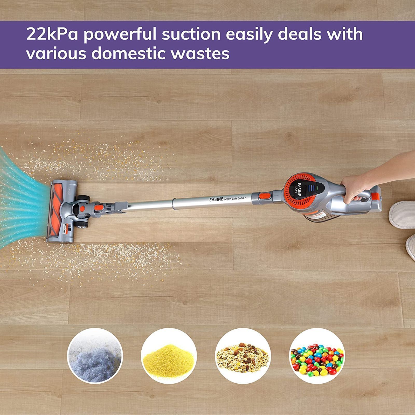 ILIFE Easine Stick Portable Vacuum Cleaner (1.3L Tank, H75, Grey)_9