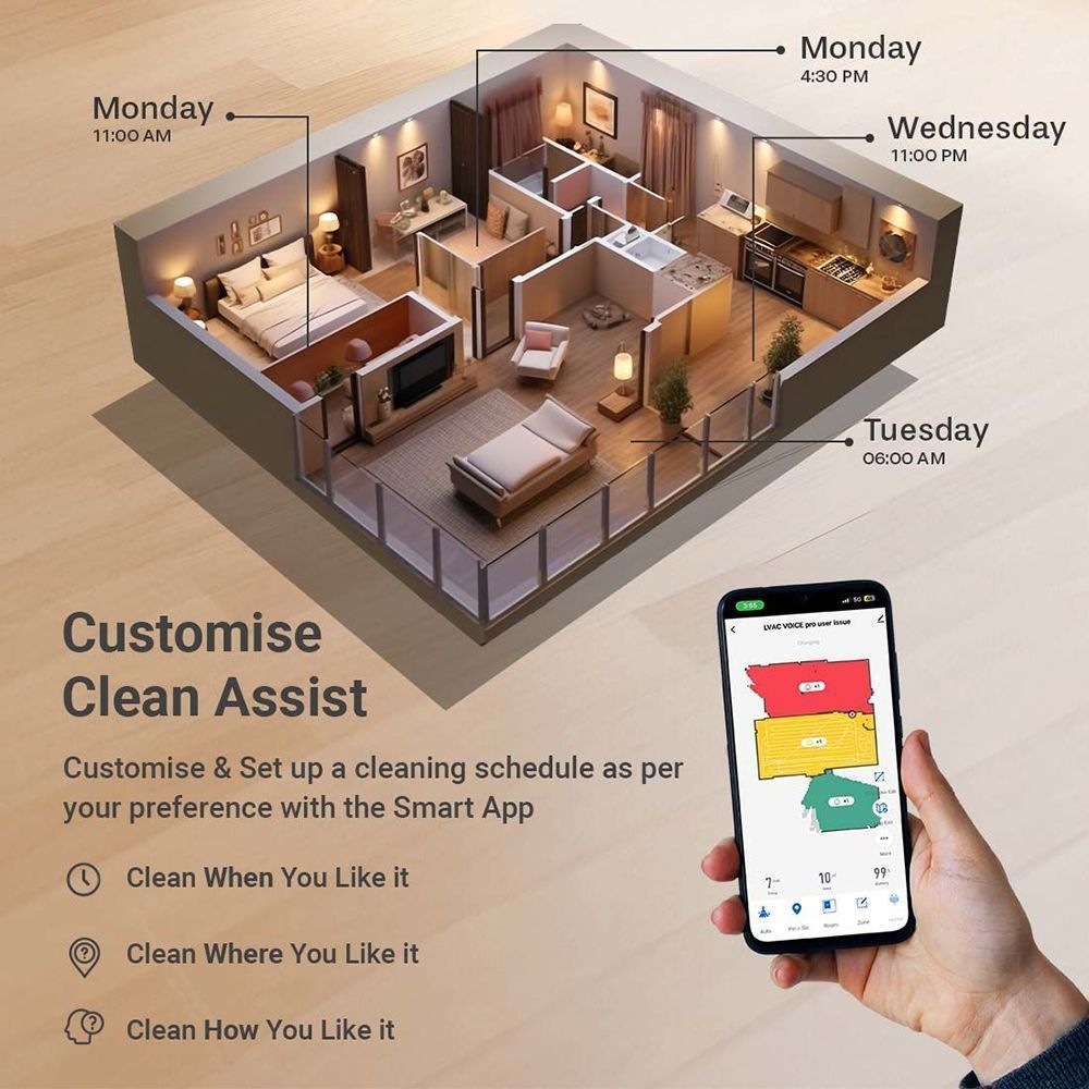 EUREKA FORBES LVac Voice Pro Robotic Vacuum Cleaner & Mop with Wi-Fi Connectivity (Smart Voice Control, Black)_10