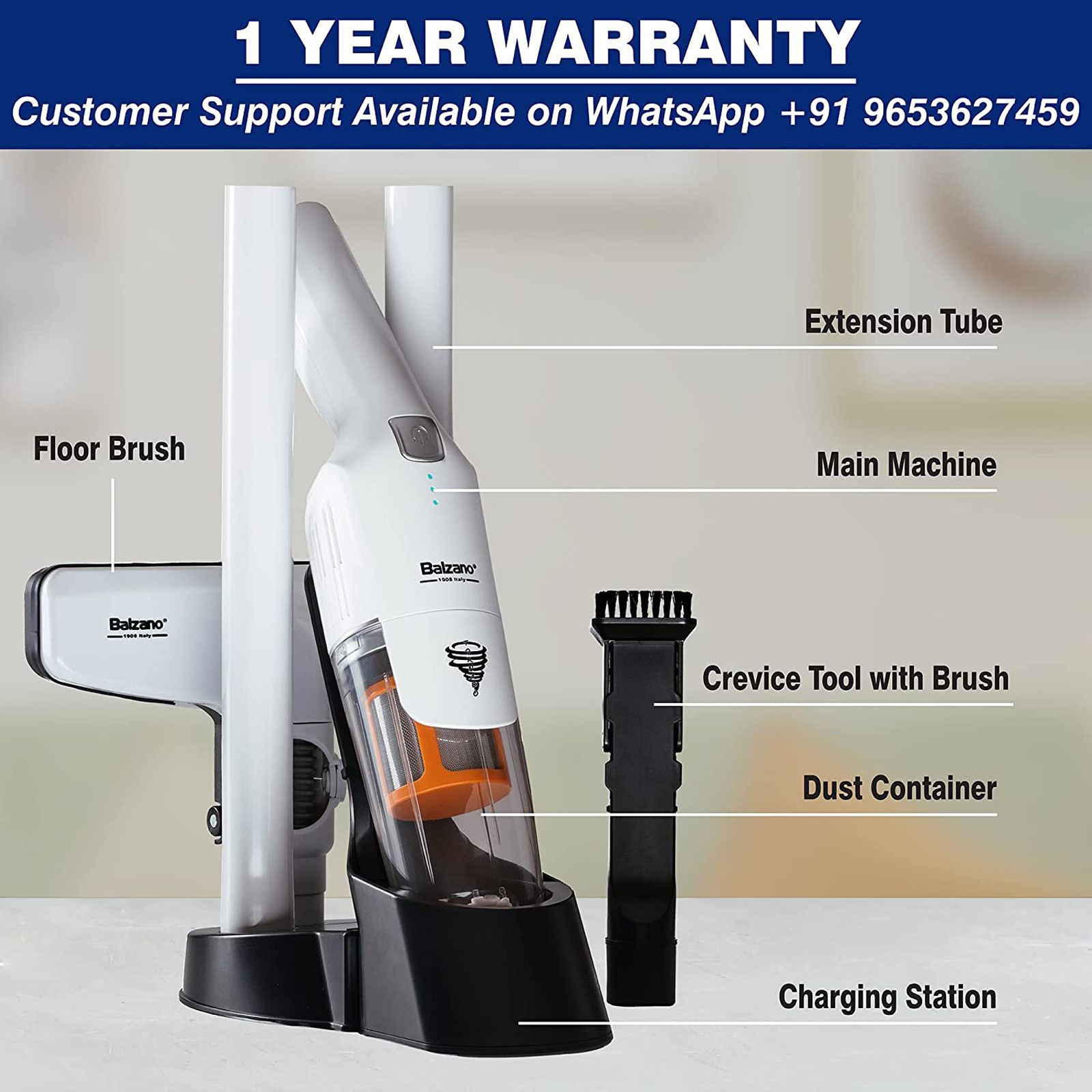 Balzano Tornado 2 in 1 100 Watts Portable Vacuum Cleaner (0.5 Litres, K-908-2, White)_2