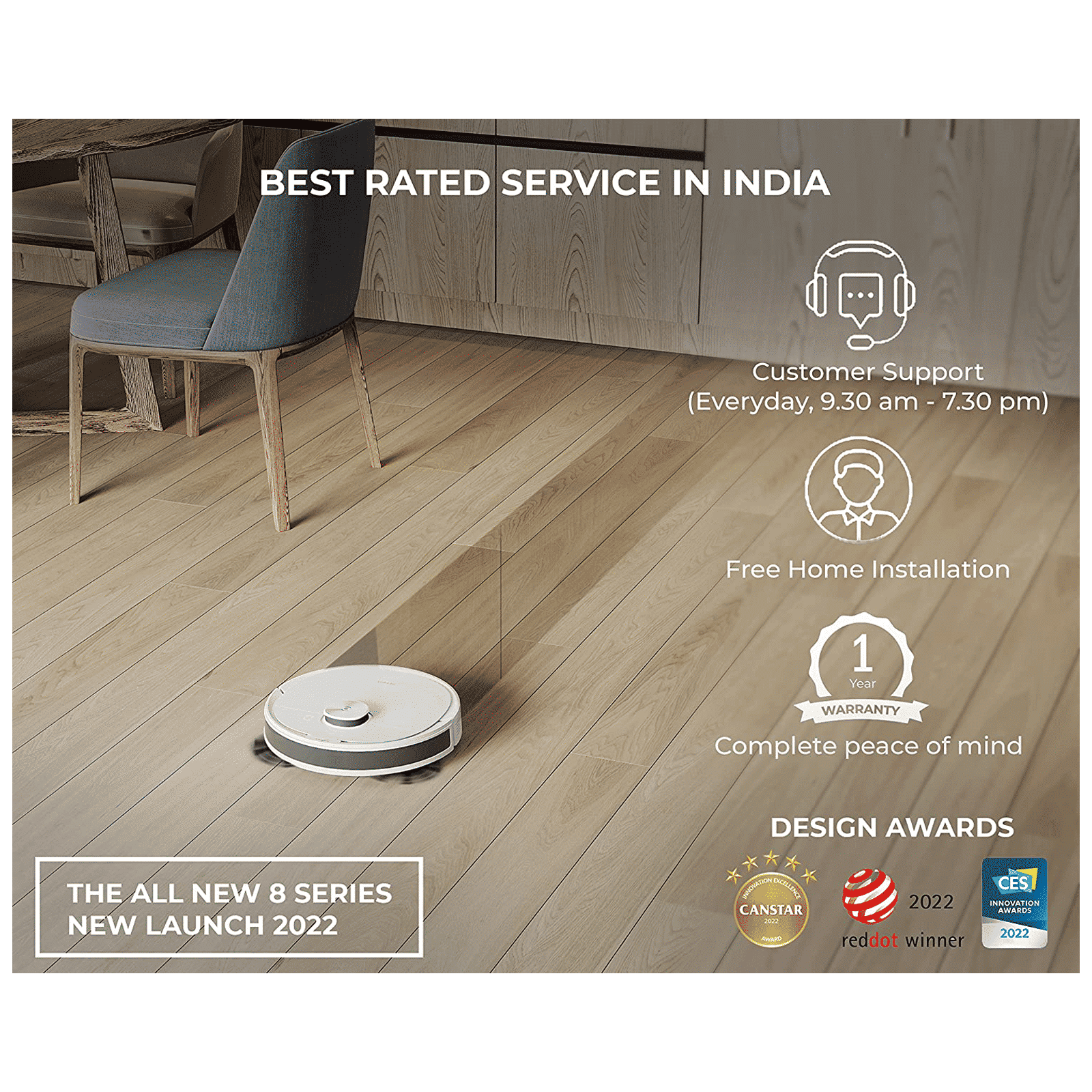 ECOVACS Deebot N8 Robotic Vacuum Cleaner (ECON8, White) ECOVACS Deebot N8 Robotic Vacuum Cleaner (ECON8, White)_4