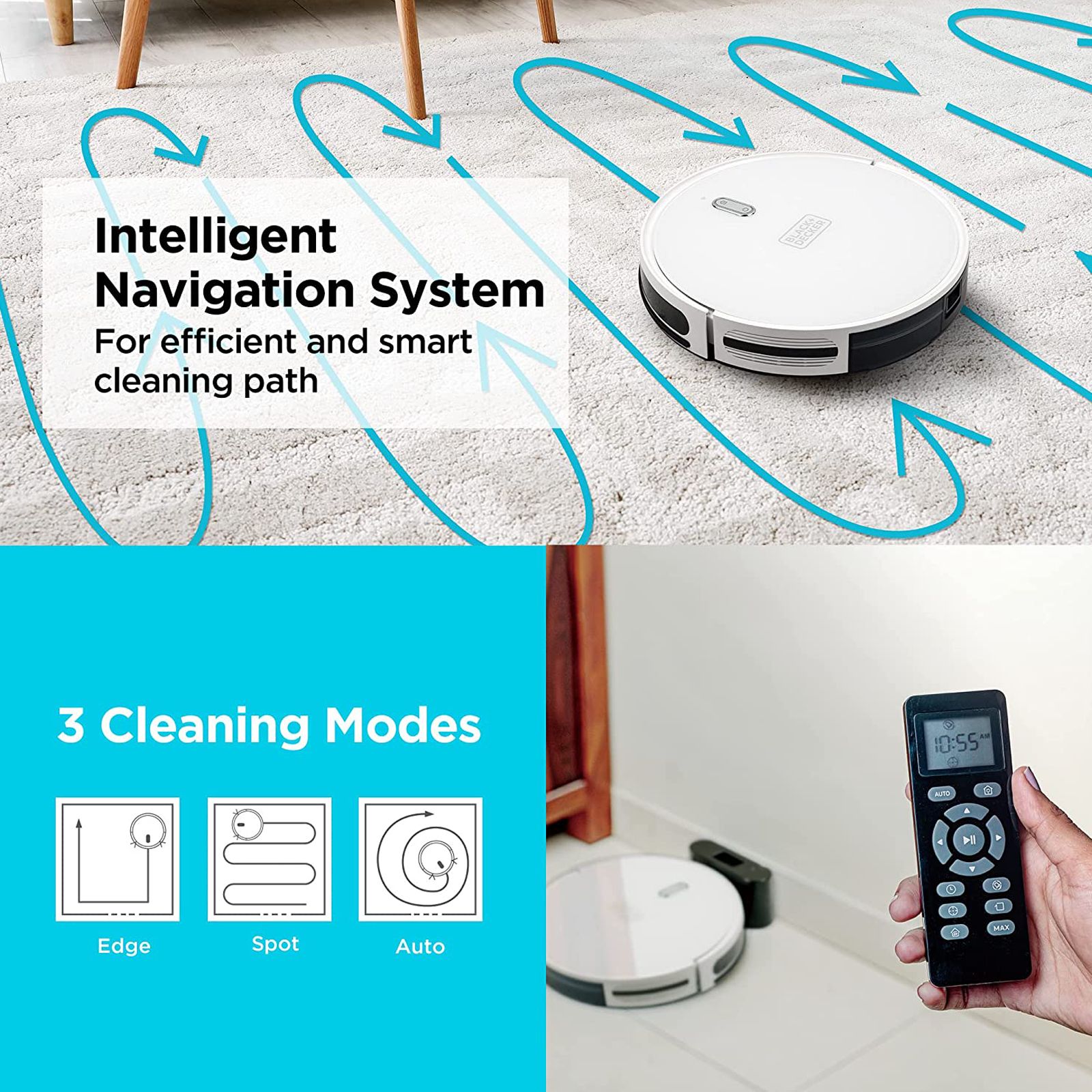 BLACK+DECKER Robotic Vacuum Cleaner (500 ml Dust Tank, BRVA425B10-IN, White)_2