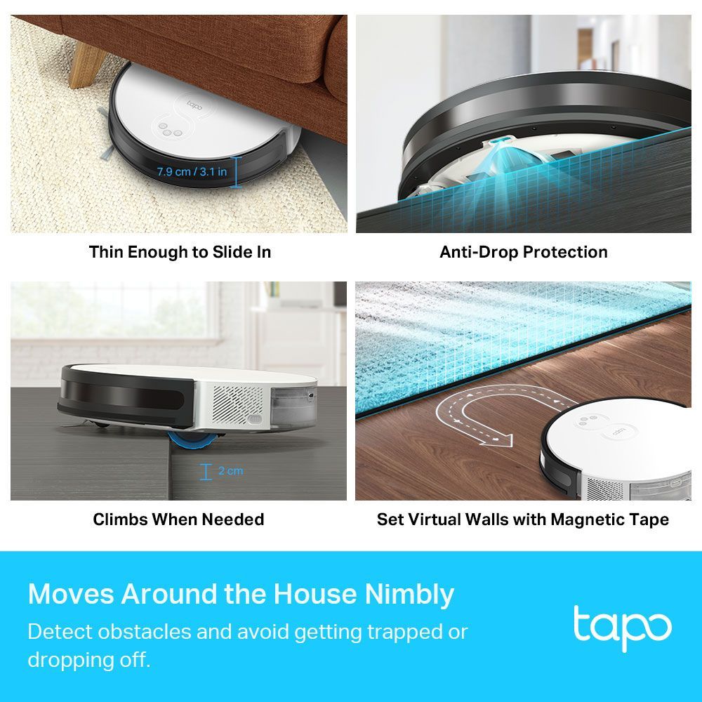 tp-link Tapo RV10 Plus Robotic Vacuum Cleaner & Mop with Wi-Fi Connectivity (Alexa & Google Assistant, White)_9