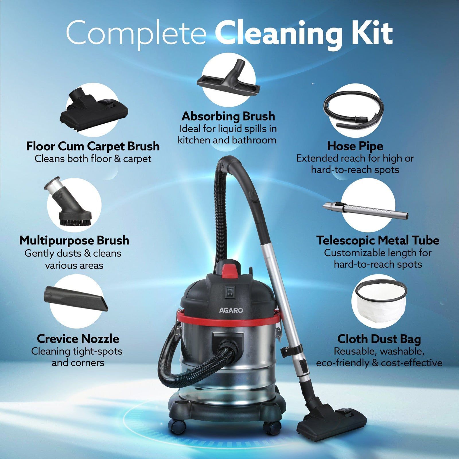 AGARO Ace 1600W Wet & Dry Vacuum Cleaner with Blower Function (2-in-1, Black) AGARO Ace 1600W Wet & Dry Vacuum Cleaner with Blower Function (2-in-1, Black)_9