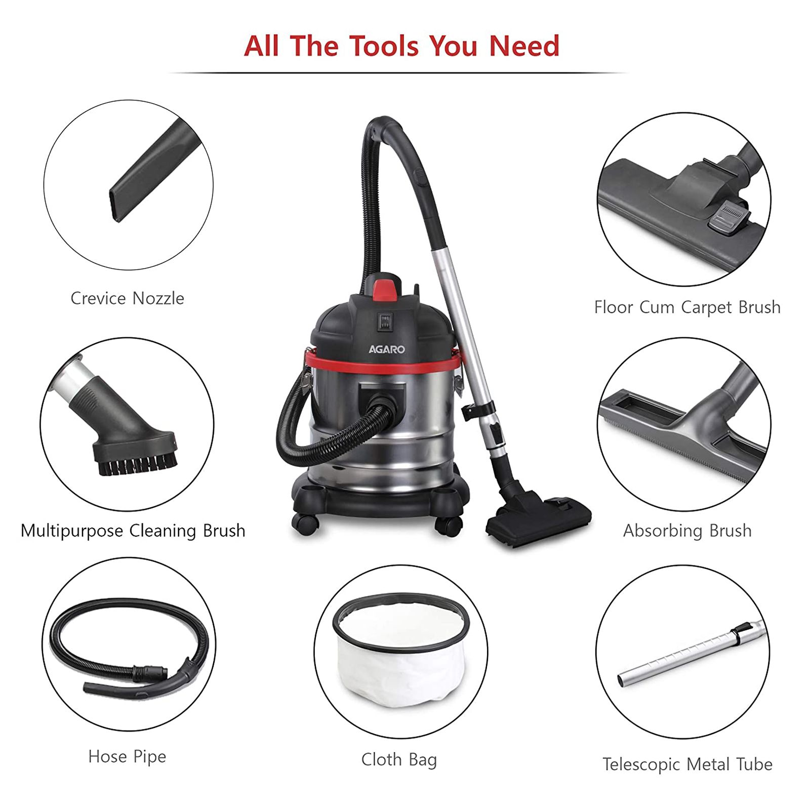 AGARO Ace 1600W Wet & Dry Vacuum Cleaner with Blower Function (2-in-1, Black) AGARO Ace 1600W Wet & Dry Vacuum Cleaner with Blower Function (2-in-1, Black)_4