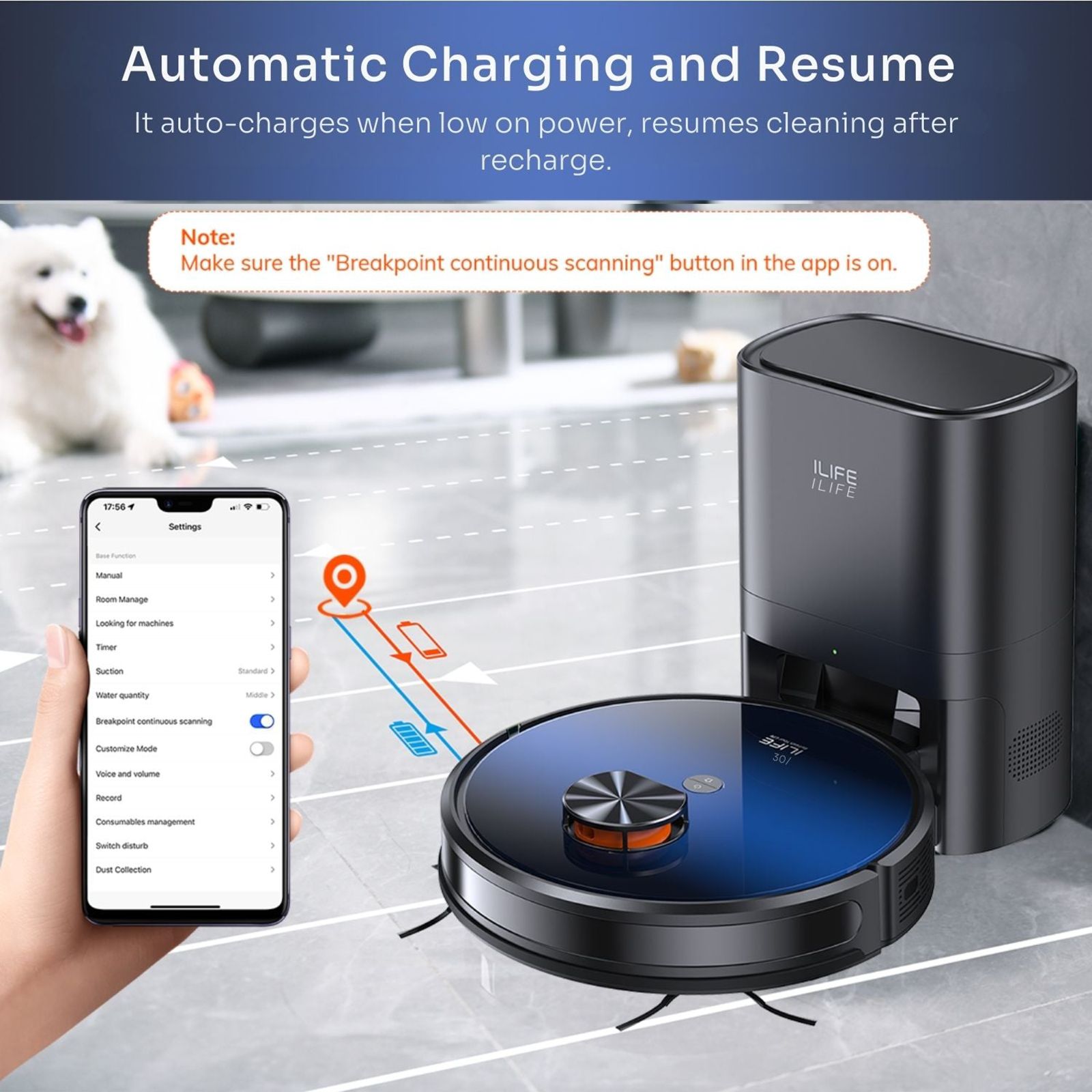 ILIFE T10s Robotic Vacuum Cleaner & Mop with Wi-Fi Connectivity (Alexa & Google Assistant, Black) ILIFE T10s Robotic Vacuum Cleaner & Mop with Wi-Fi Connectivity (Alexa & Google Assistant, Black)_9