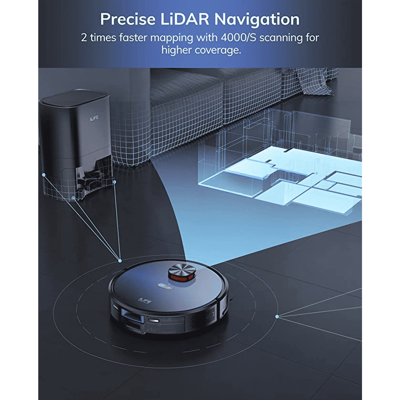 ILIFE T10s Robotic Vacuum Cleaner & Mop with Wi-Fi Connectivity (Alexa & Google Assistant, Black) ILIFE T10s Robotic Vacuum Cleaner & Mop with Wi-Fi Connectivity (Alexa & Google Assistant, Black)_4