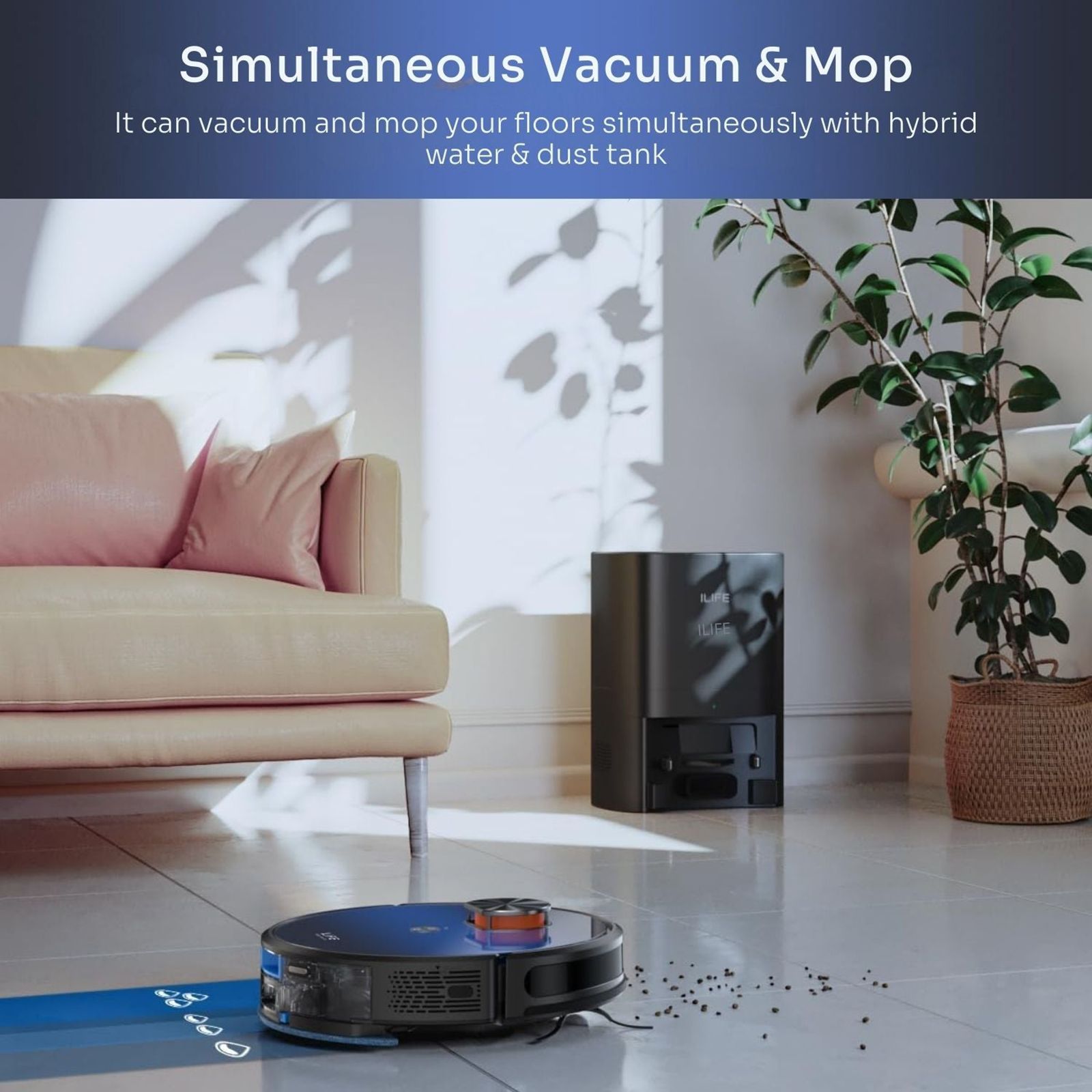 ILIFE T10s Robotic Vacuum Cleaner & Mop with Wi-Fi Connectivity (Alexa & Google Assistant, Black) ILIFE T10s Robotic Vacuum Cleaner & Mop with Wi-Fi Connectivity (Alexa & Google Assistant, Black)_5