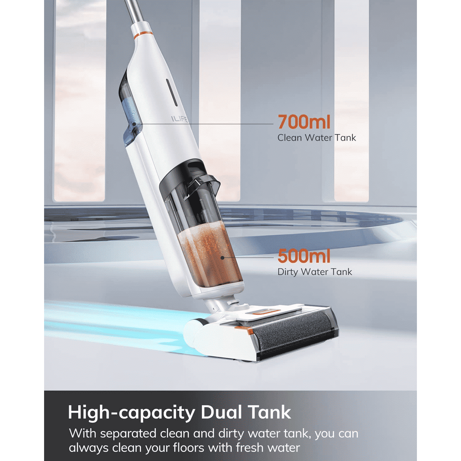 ILIFE W90 150W Cordless Wet & Dry Vacuum Cleaner with Smart Voice & Light Reminder (3-in-1 Cleaning System, White) ILIFE W90 150W Cordless Wet & Dry Vacuum Cleaner with Smart Voice & Light Reminder (3-in-1 Cleaning System, White)_4