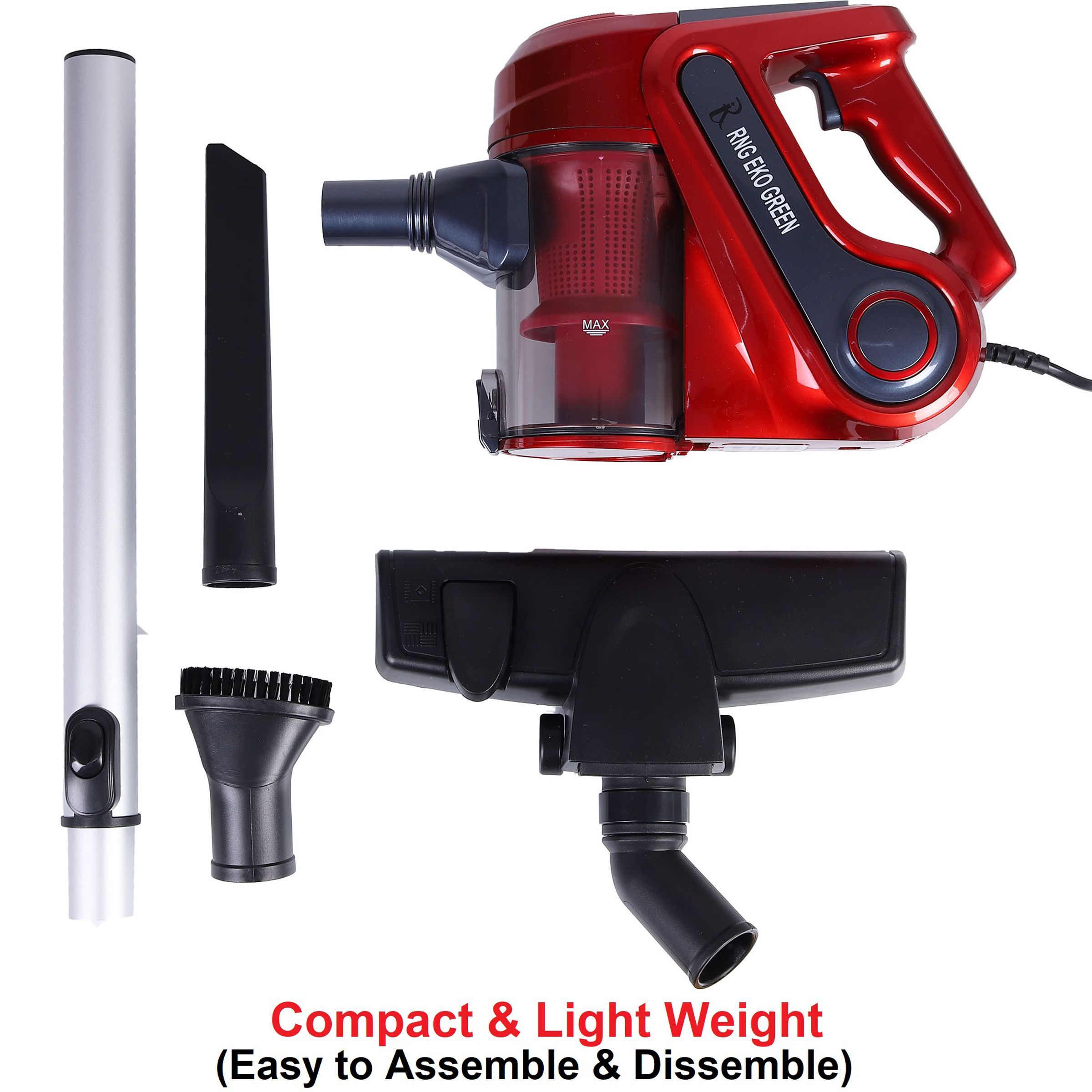 RNG EKO GREEN 1000 Watts Portable Vacuum Cleaner (0.5 Litre, RNG-VAC-003, Metallic Red and Grey)_6