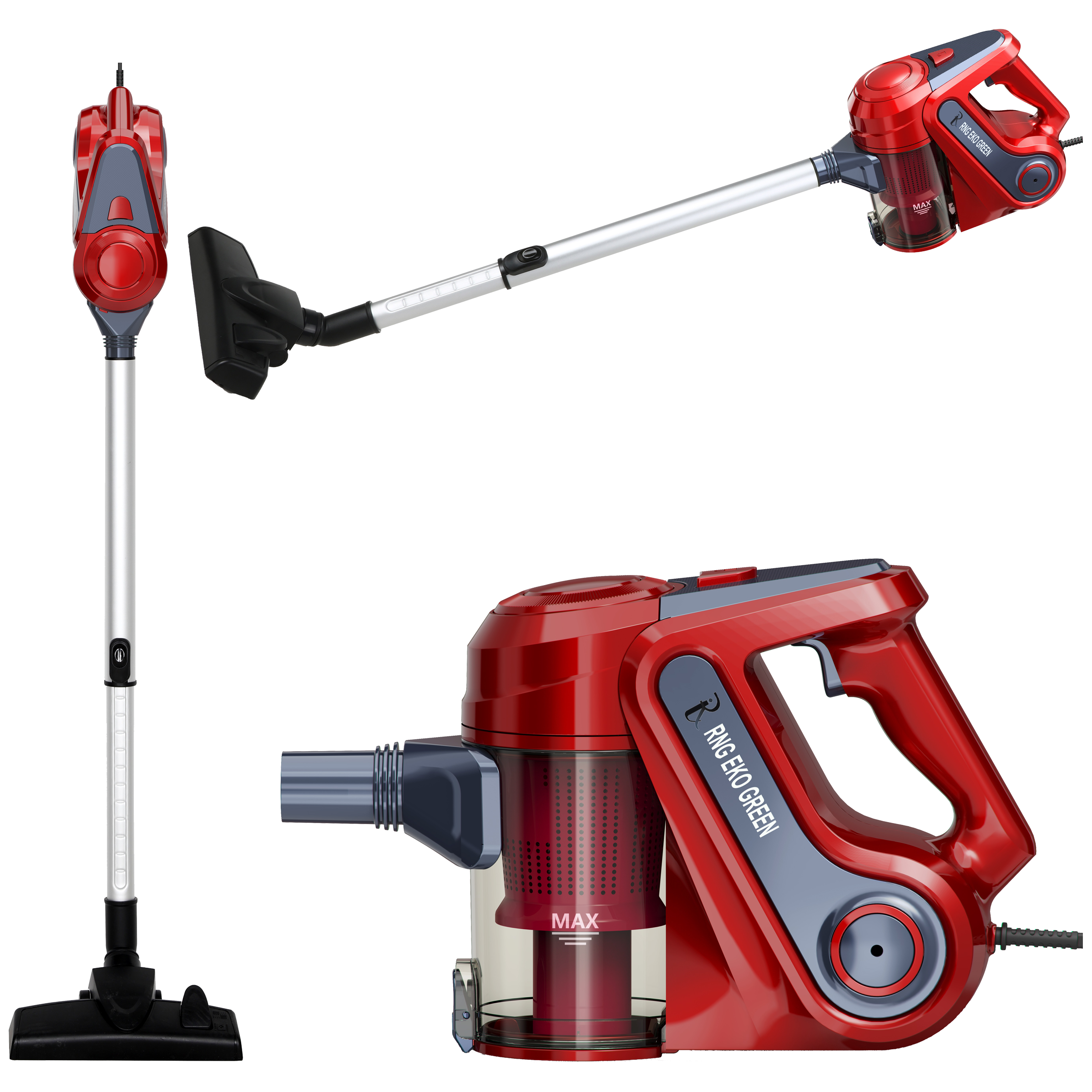 RNG EKO GREEN 1000 Watts Portable Vacuum Cleaner (0.5 Litre, RNG-VAC-003, Metallic Red and Grey)_1