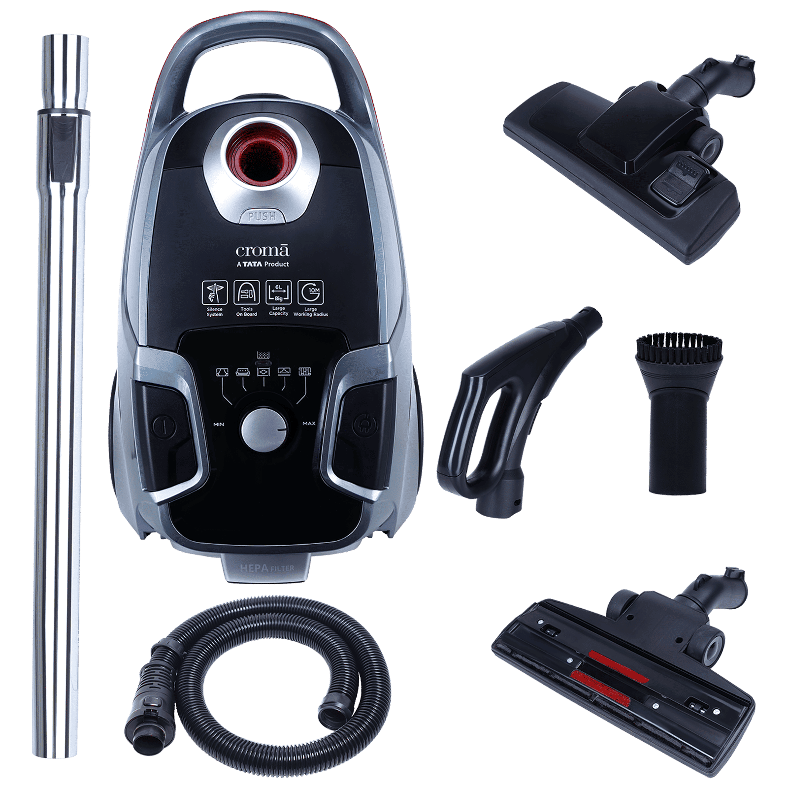 Croma 2000 W Dry Vacuum Cleaner with Hepa Filter (Bagged Dust Collection, Grey) Croma 2000 W Dry Vacuum Cleaner with Hepa Filter (Bagged Dust Collection, Grey)_4