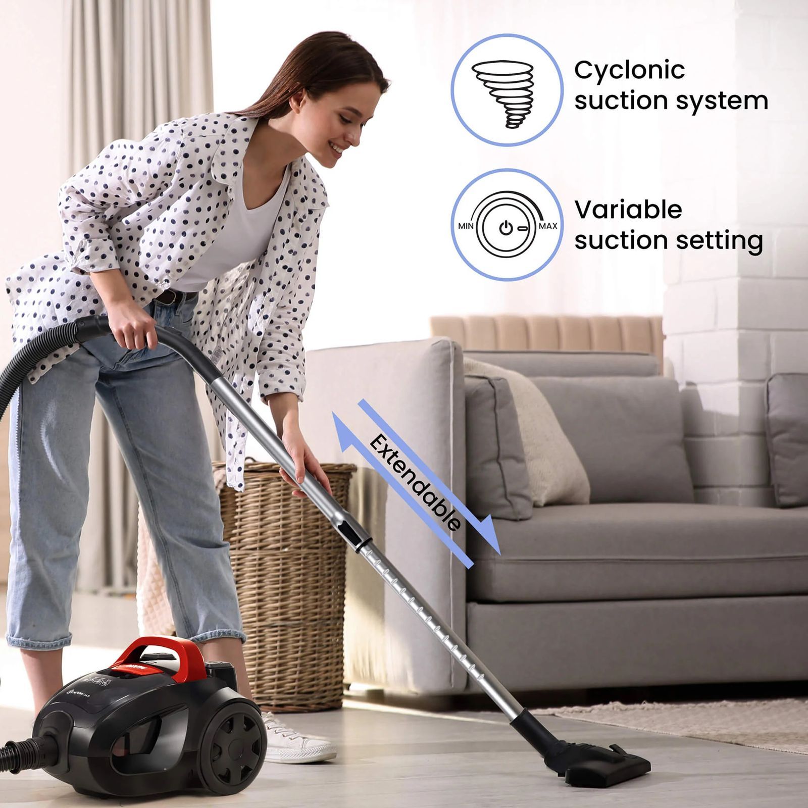 AGARO ICON 1600 Watts Dry Vacuum Cleaner (1.5 Litres Tank, 33424, Black and Red) AGARO ICON 1600 Watts Dry Vacuum Cleaner (1.5 Litres Tank, 33424, Black and Red)_3