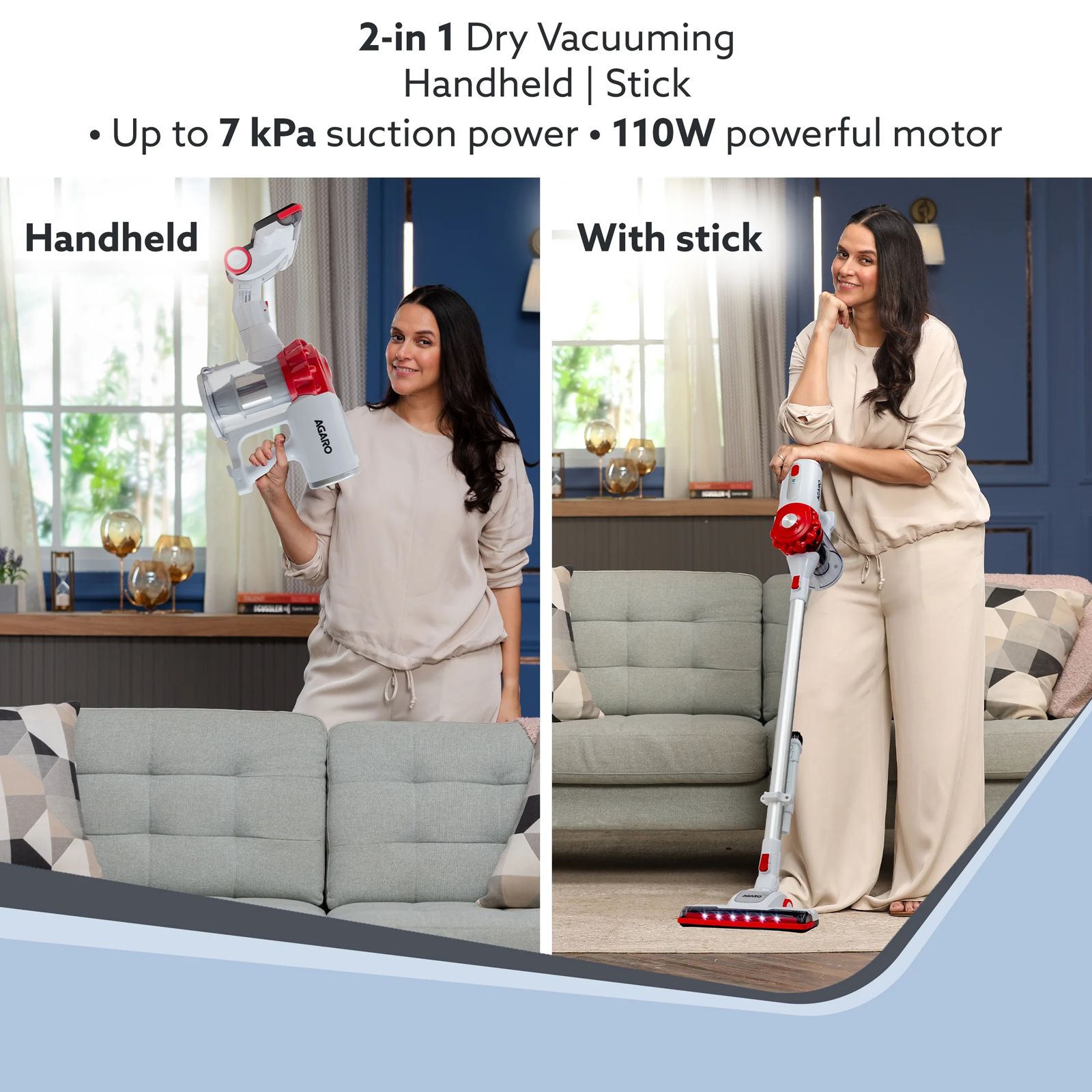 AGARO Regency 110W Cordless Dry Vacuum Cleaner with Cyclonic Suction (2200 mAh Battery, White & Red)_6