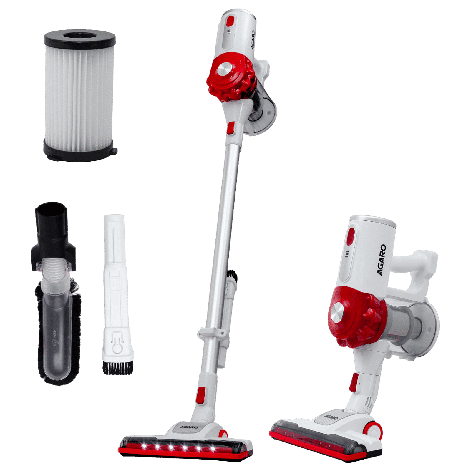AGARO Regency 110W Cordless Dry Vacuum Cleaner with Cyclonic Suction (2200 mAh Battery, White & Red)_1