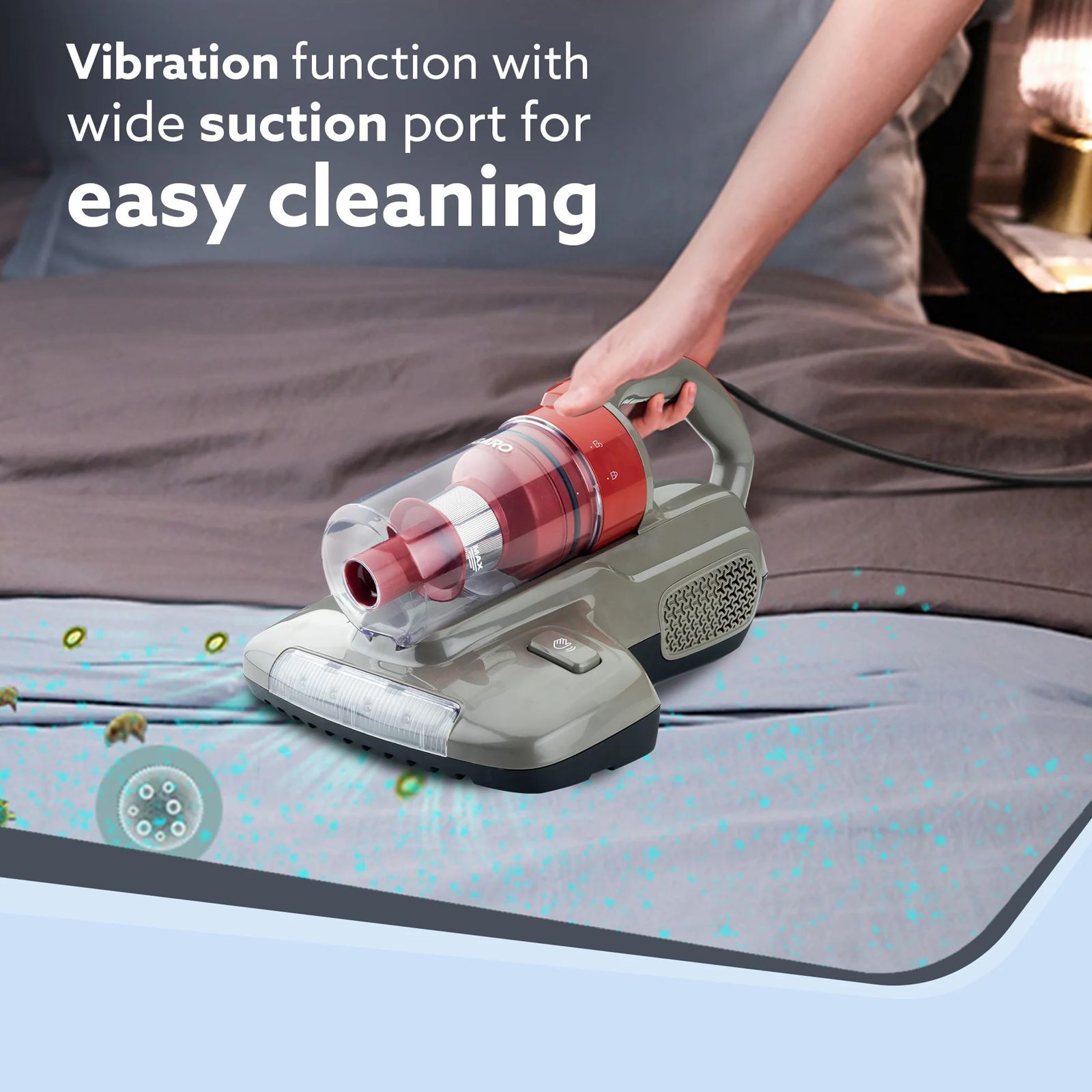 AGARO Grand Bed 400W Dry Vacuum Cleaner with Cyclonic Technology (UV Light Sterilization, Grey & Black)_5