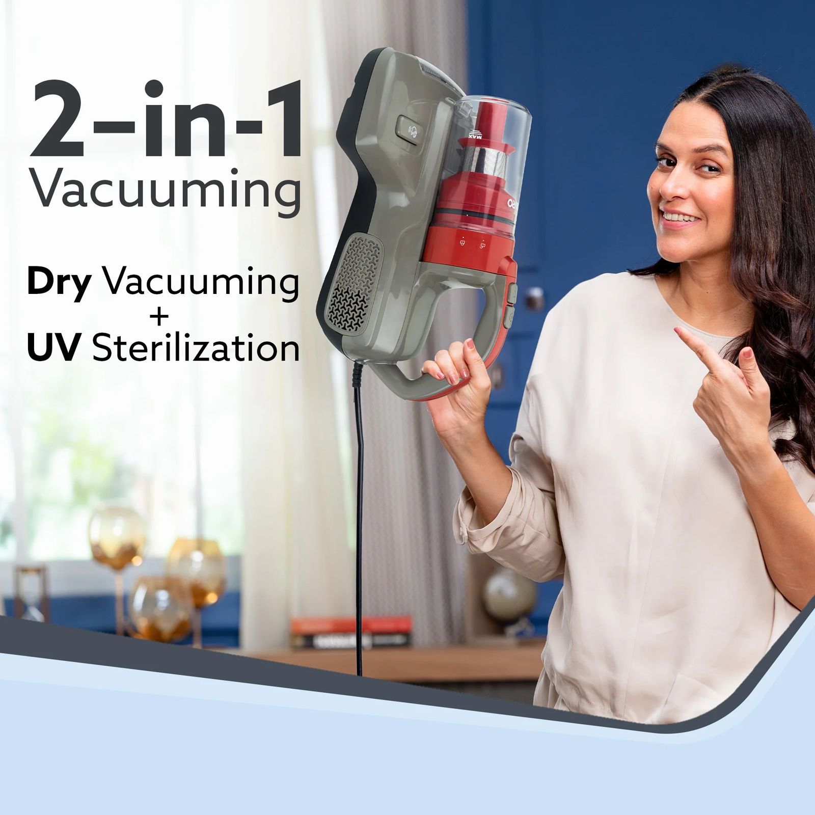 AGARO Grand Bed 400W Dry Vacuum Cleaner with Cyclonic Technology (UV Light Sterilization, Grey & Black)_2