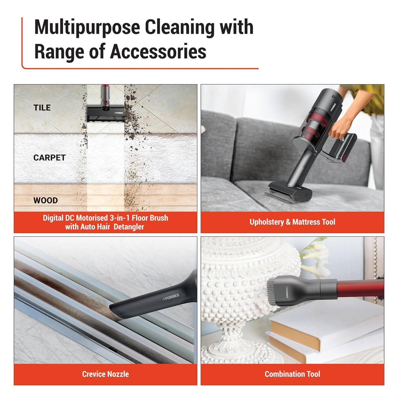 EUREKA FORBES ZeroBend Z15 450W Cordless Dry Vacuum Cleaner with Cyclonic Technology (3-in-1 Motorised Floor Brush, Red & Dark Grey) EUREKA FORBES ZeroBend Z15 450W Cordless Dry Vacuum Cleaner with Cyclonic Technology (3-in-1 Motorised Floor Brush, Red & Dark Grey)_8