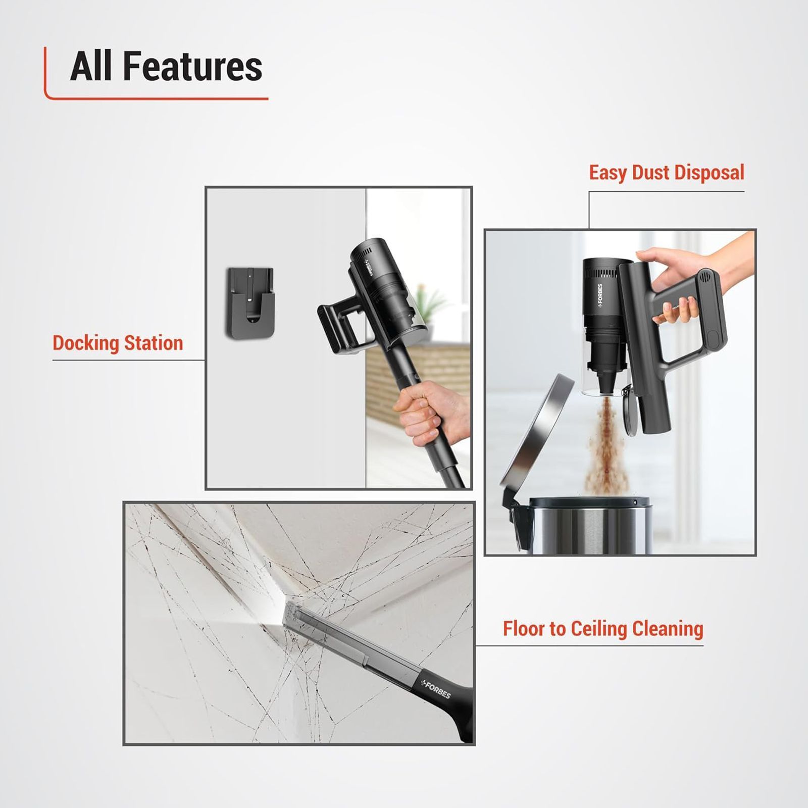 EUREKA FORBES ZeroBend Z21 550W Cordless Dry Vacuum Cleaner with Cyclonic Technology (3-in-1 Motorised Floor Brush, Dark Grey)_7