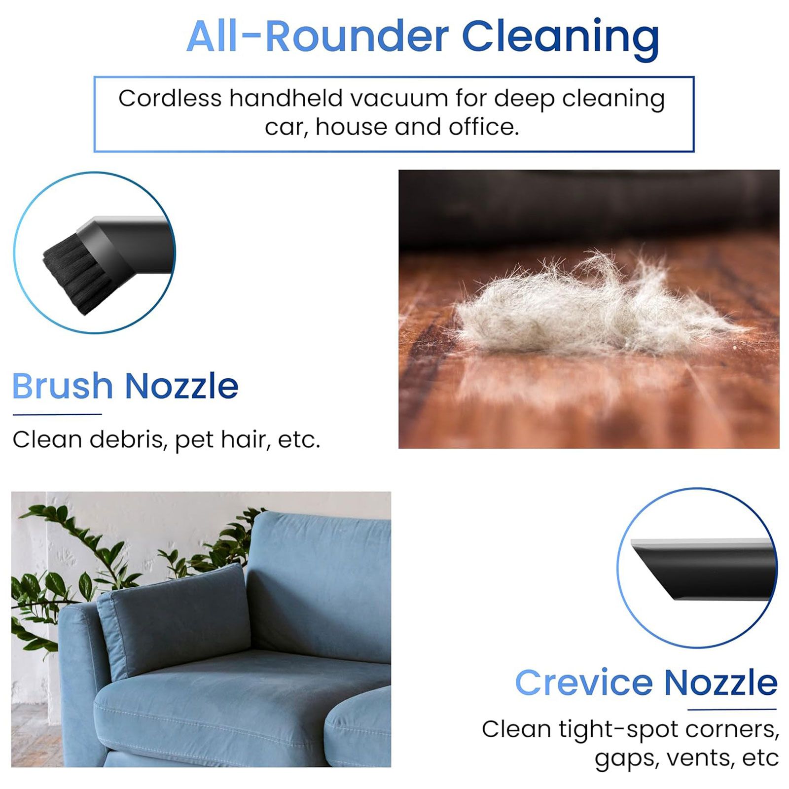 ambrane MiniVac 01 70W Cordless Car Vacuum Cleaner with LED Indicator (2000 mAh Battery, Black)_4