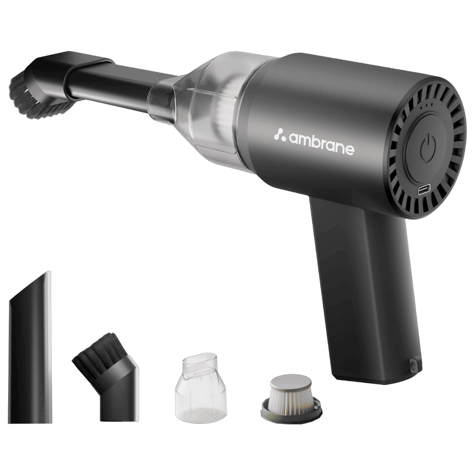 ambrane MiniVac 01 70W Cordless Car Vacuum Cleaner with LED Indicator (2000 mAh Battery, Black)_1