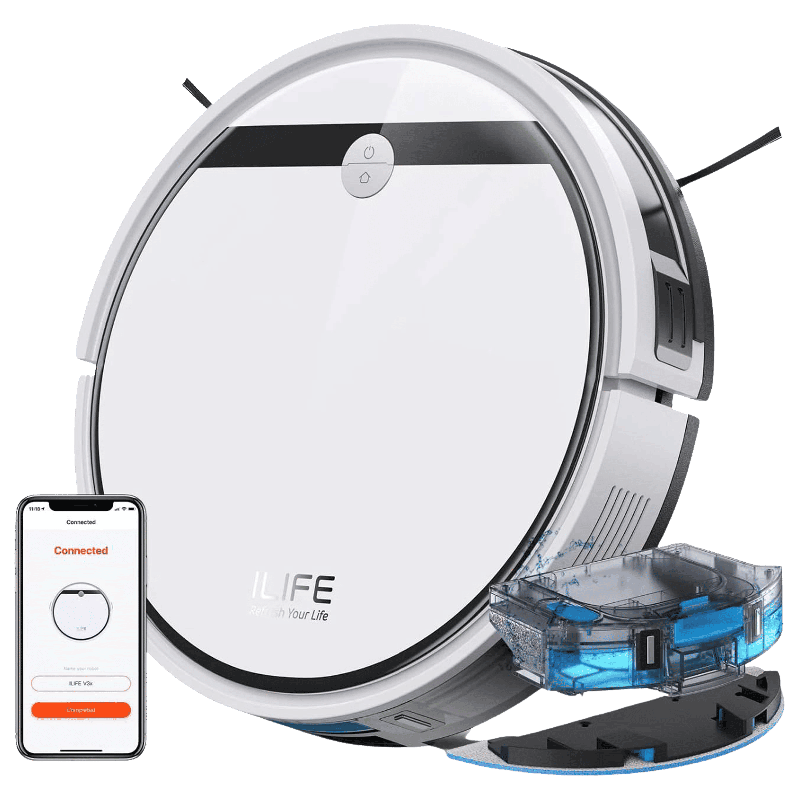 ILIFE V3x Robotic Vacuum Cleaner & Mop with Auto Carpet Boost (Suction Power Boost, White)_1