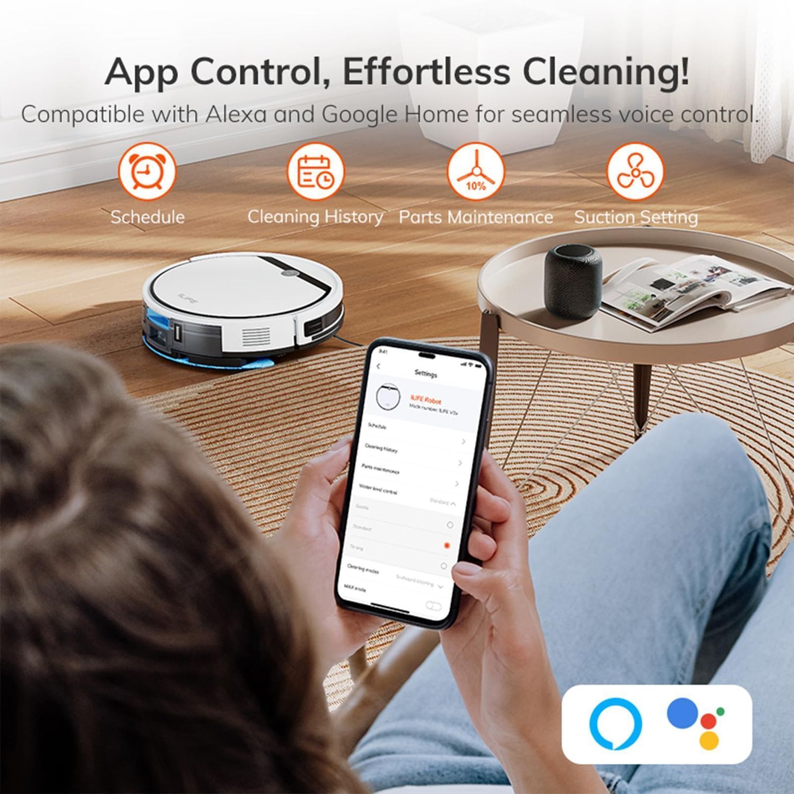 ILIFE V3x Robotic Vacuum Cleaner & Mop with Auto Carpet Boost (Suction Power Boost, White)_4