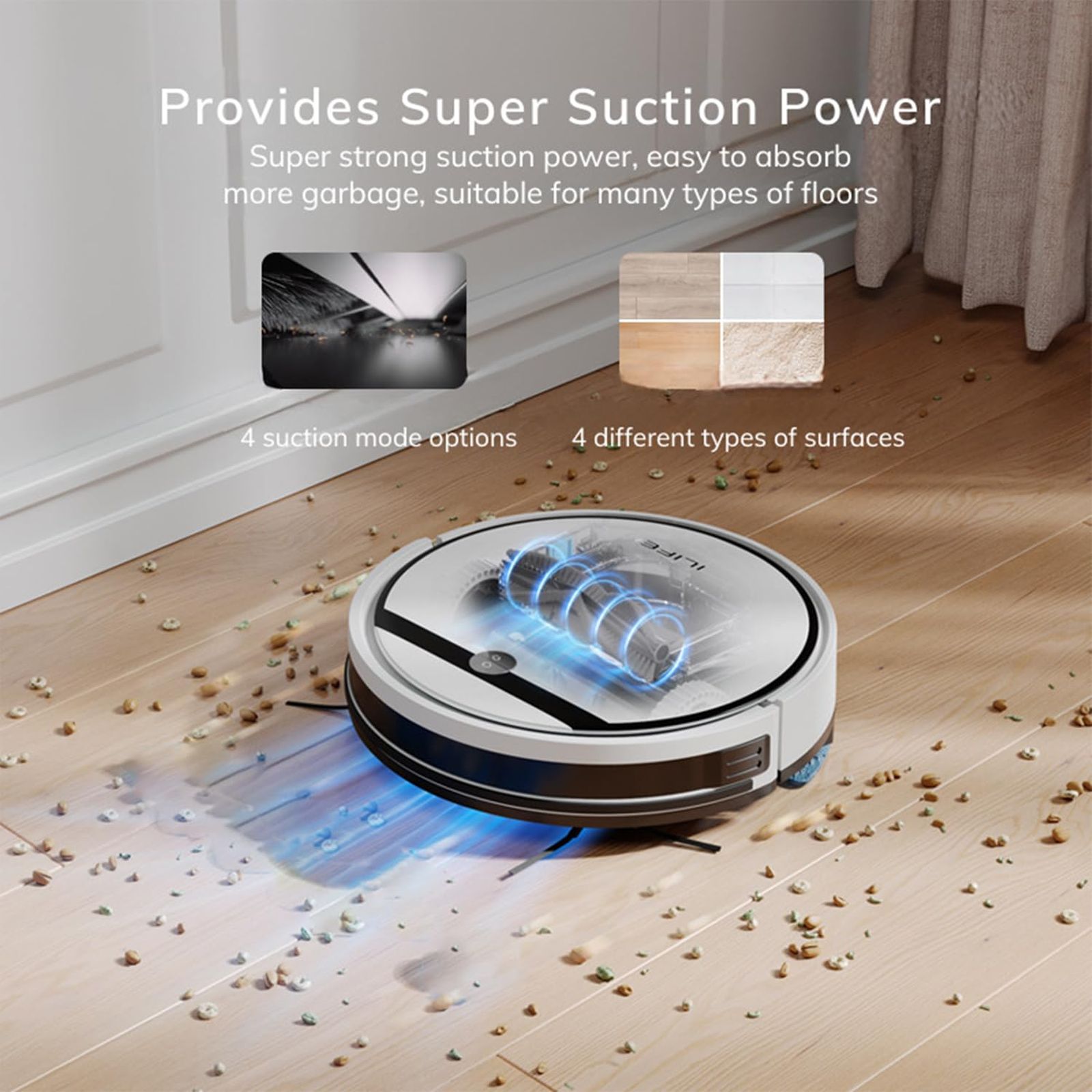 ILIFE V3x Robotic Vacuum Cleaner & Mop with Auto Carpet Boost (Suction Power Boost, White)_9