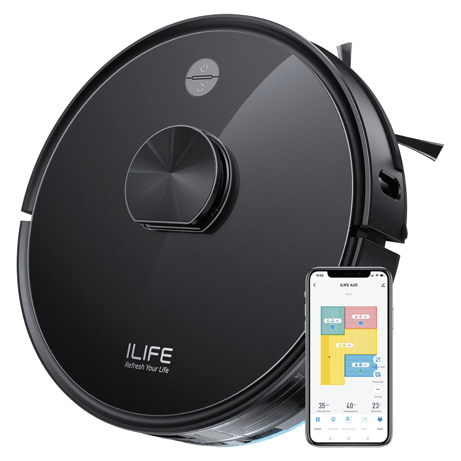ILIFE A20 Robotic Vacuum Cleaner & Mop with Wi-Fi Connectivity (Alexa & Google Assistant, Black)_2