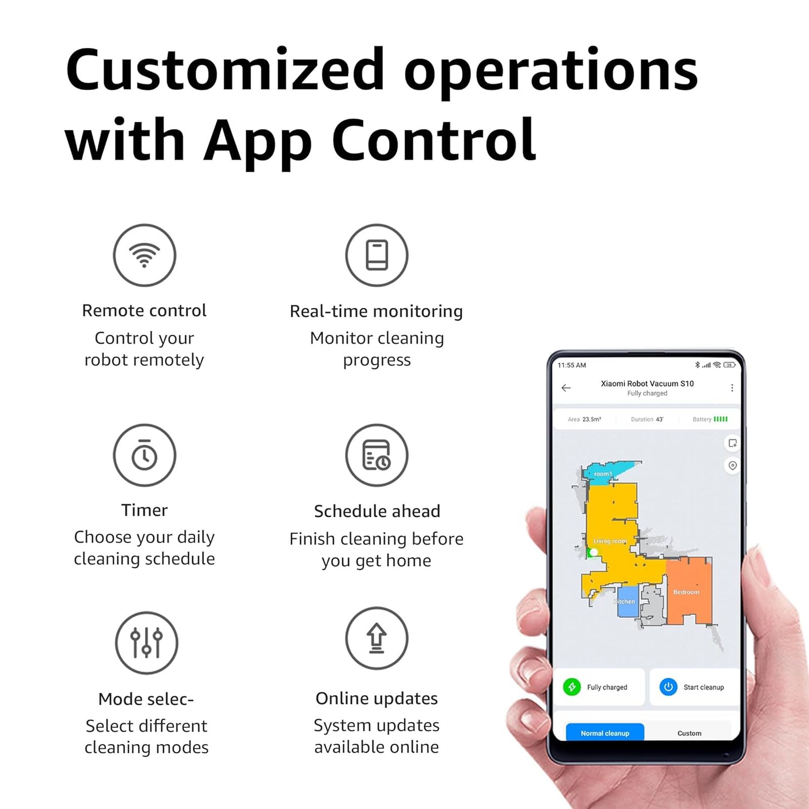 Xiaomi S10 Robotic Vacuum Cleaner & Mop with Wi-Fi Connectivity (Advanced Laser Navigation, Black) Xiaomi S10 Robotic Vacuum Cleaner & Mop with Wi-Fi Connectivity (Advanced Laser Navigation, Black)_4