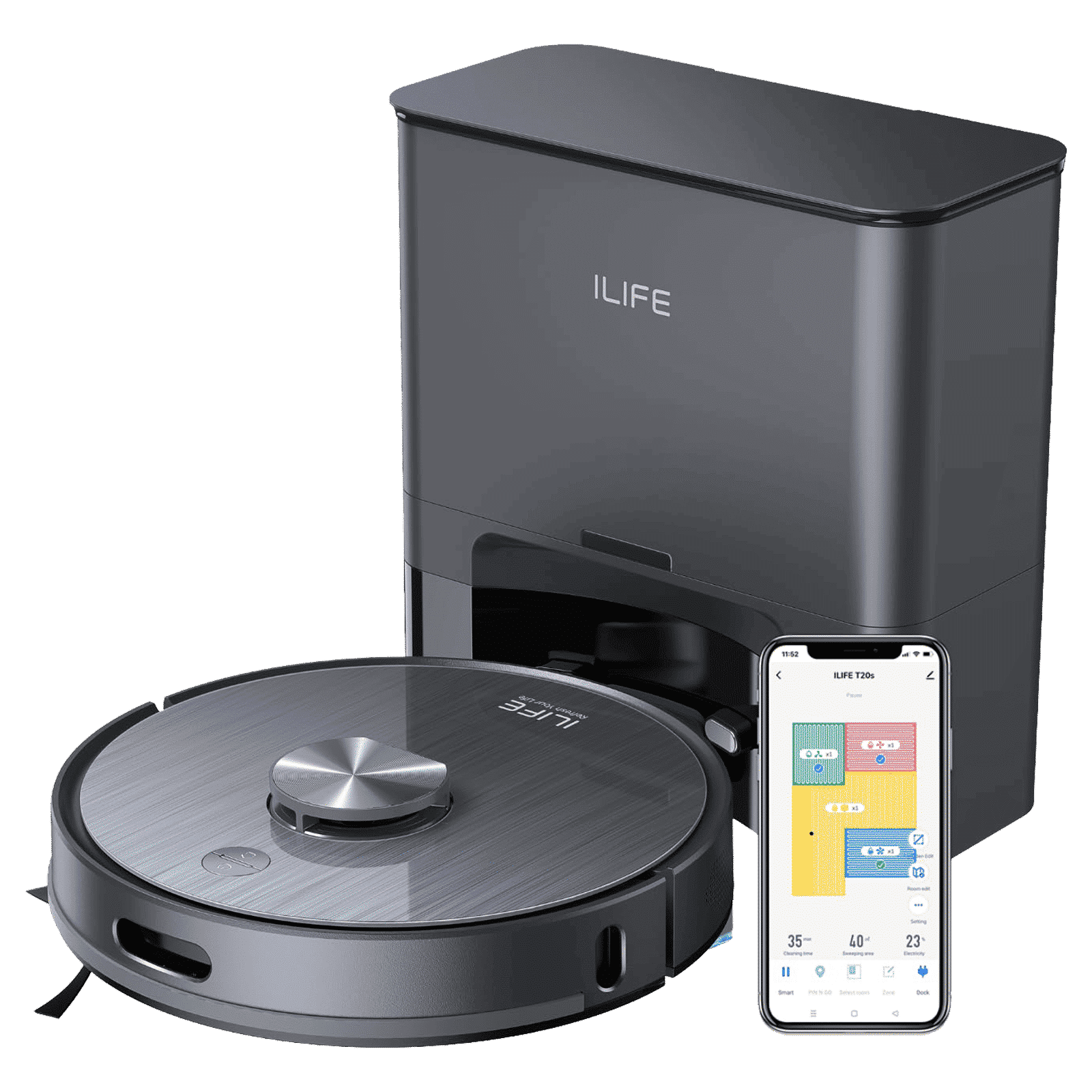 ILIFE T20s Robotic Vacuum Cleaner & Mop with Auto Recharging Station (5200 mAh Battery, Space Gray)_1