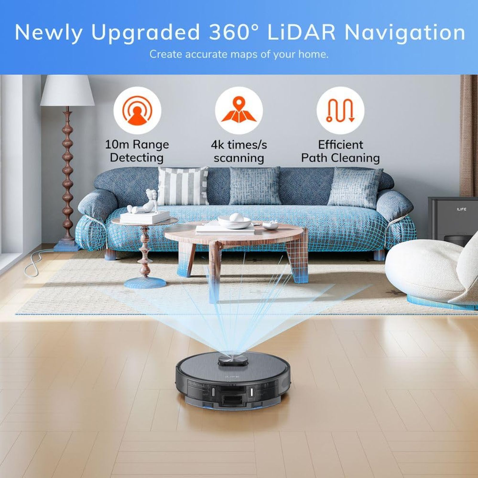 ILIFE T20s Robotic Vacuum Cleaner & Mop with Auto Recharging Station (5200 mAh Battery, Space Gray)_3