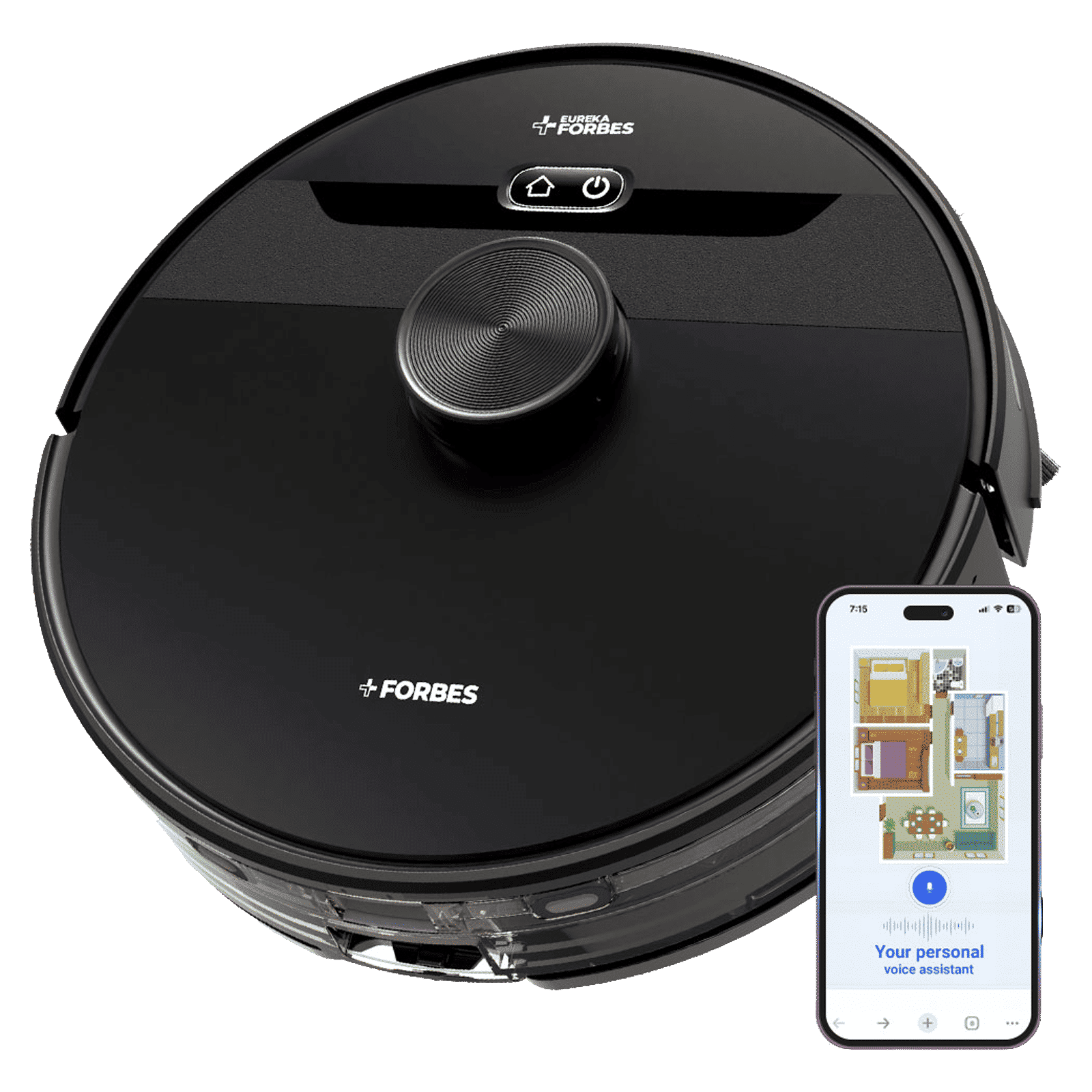 EUREKA FORBES SMARTCLEAN Robotic Vacuum Cleaner & Mop with Auto Recharging Station (Smart Voice control, Black) EUREKA FORBES SMARTCLEAN Robotic Vacuum Cleaner & Mop with Auto Recharging Station (Smart Voice control, Black)_1