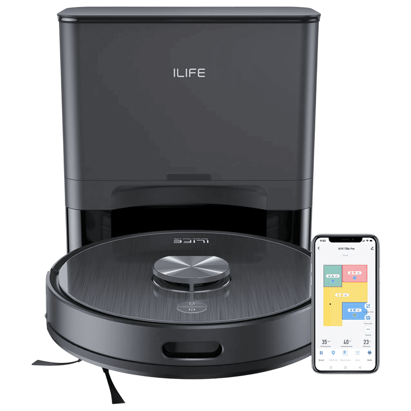 ILIFE T20s Pro Robotic Vacuum Cleaner & Mop with Advanced LiDAR Navigation (5200 mAh Battery, Space Gray)_1