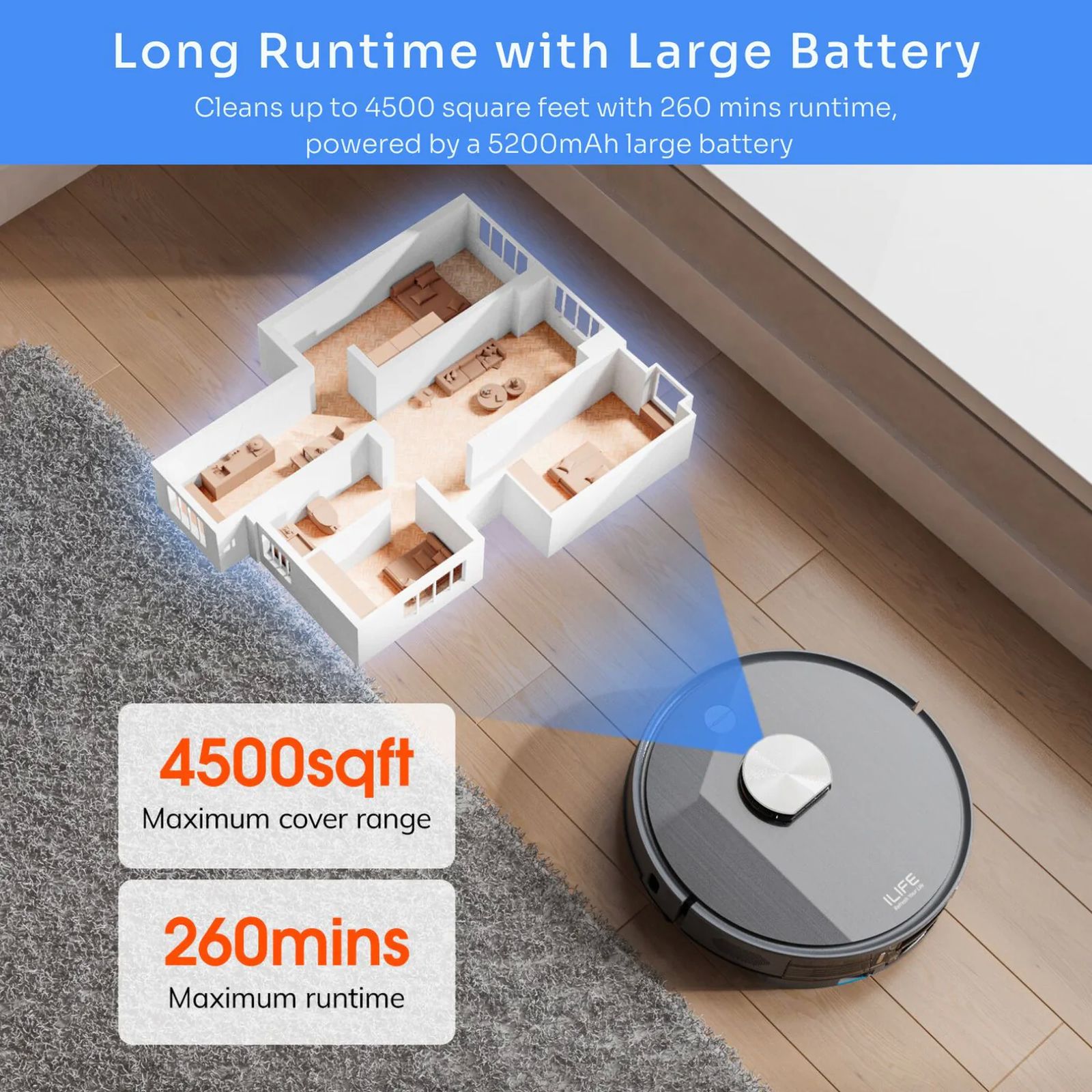 ILIFE A20 Pro Robotic Vacuum Cleaner & Mop with Wi-Fi Connectivity (Alexa & Google Assistant, Dove Gray) ILIFE A20 Pro Robotic Vacuum Cleaner & Mop with Wi-Fi Connectivity (Alexa & Google Assistant, Dove Gray)_9