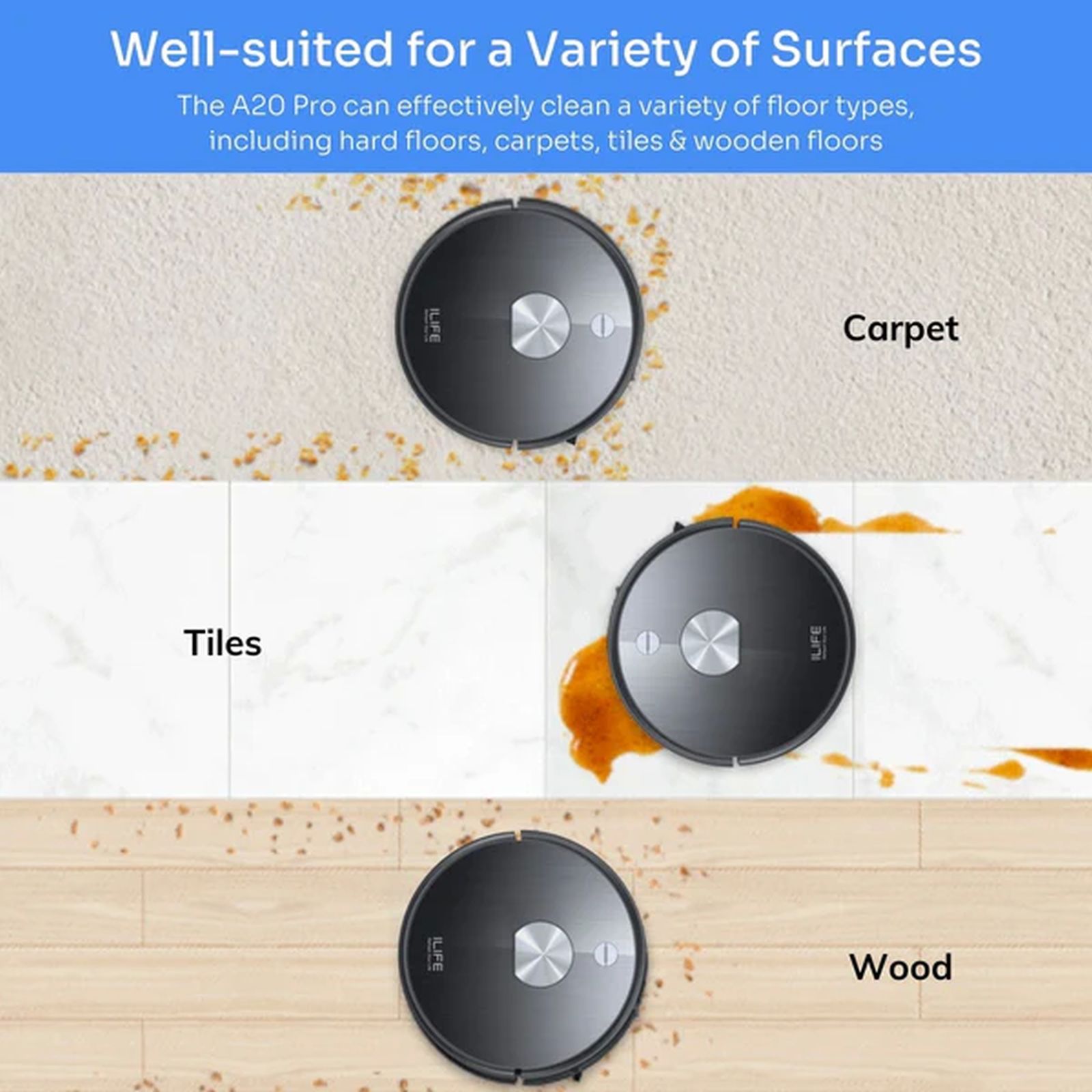 ILIFE A20 Pro Robotic Vacuum Cleaner & Mop with Wi-Fi Connectivity (Alexa & Google Assistant, Dove Gray) ILIFE A20 Pro Robotic Vacuum Cleaner & Mop with Wi-Fi Connectivity (Alexa & Google Assistant, Dove Gray)_12