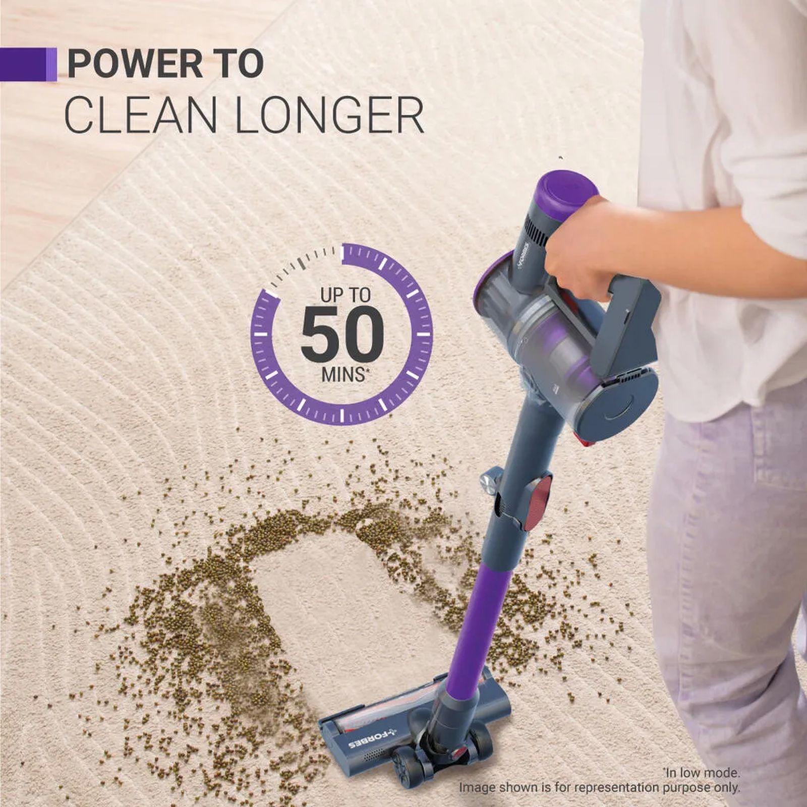 EUREKA FORBES Kordfree K22 220W Cordless Dry Vacuum Cleaner with Powerful Cyclonic Technology (50 Minutes Runtime, Purple)_6