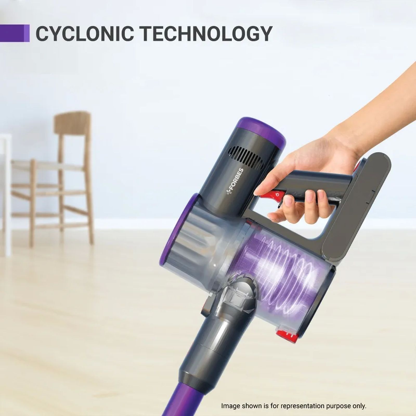 EUREKA FORBES Kordfree K22 220W Cordless Dry Vacuum Cleaner with Powerful Cyclonic Technology (50 Minutes Runtime, Purple)_4