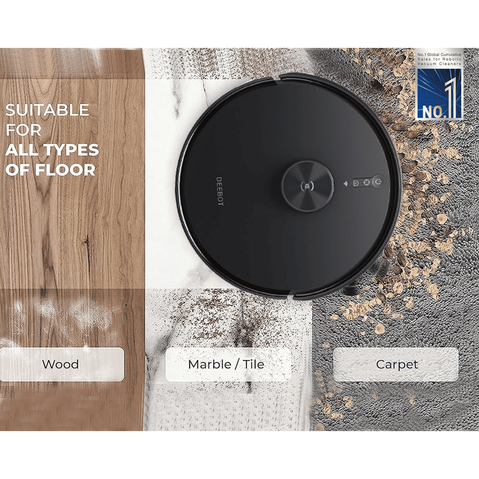 ECOVACS Deebot Y1 Pro Robotic Vacuum Cleaner & Mop with Wi-Fi Connectivity (5200 mAh Battery, Black) ECOVACS Deebot Y1 Pro Robotic Vacuum Cleaner & Mop with Wi-Fi Connectivity (5200 mAh Battery, Black)_5