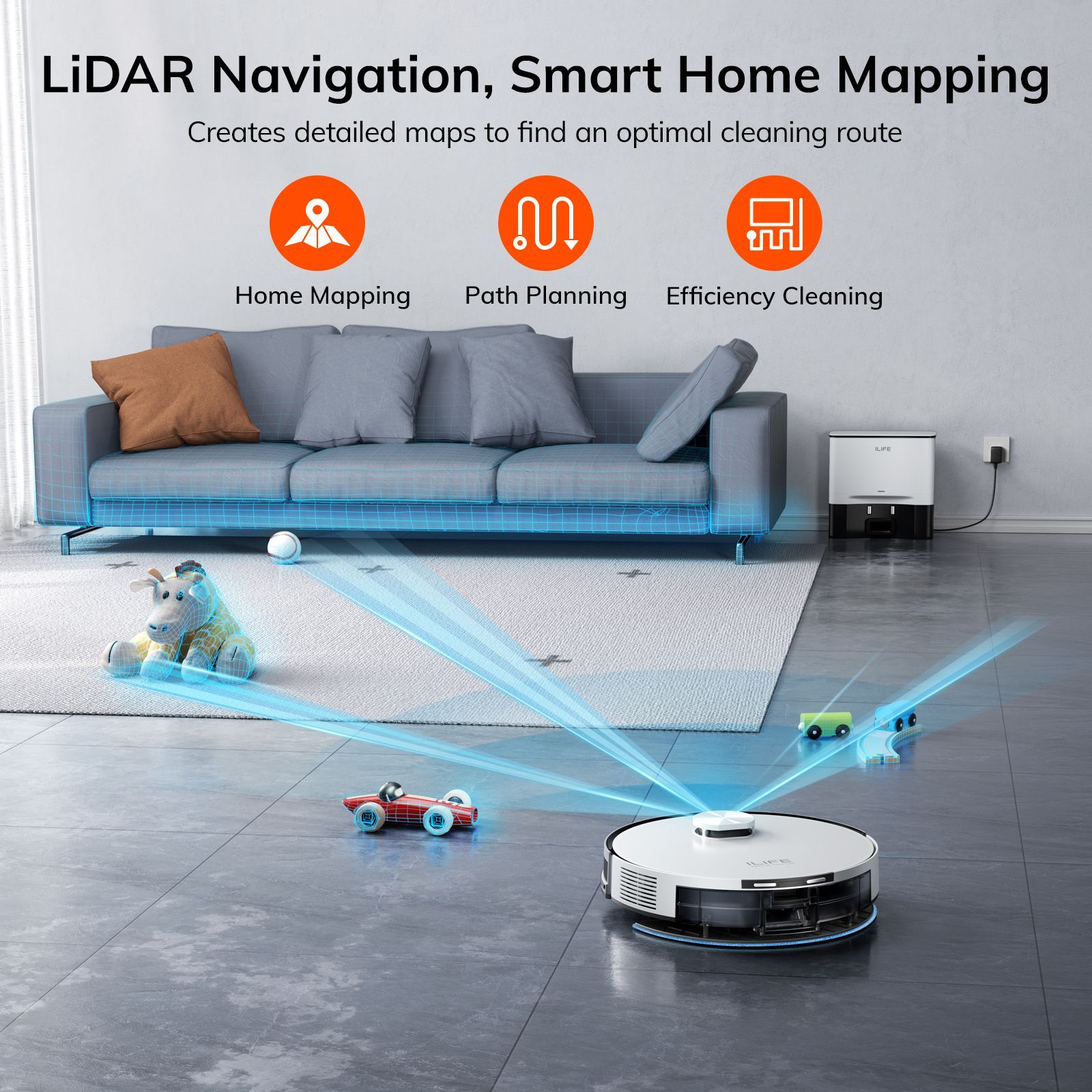 ILIFE A30 Pro Robotic Vacuum Cleaner & Mop with Self-Empty Station (Alexa & Google Assistant, White)_4