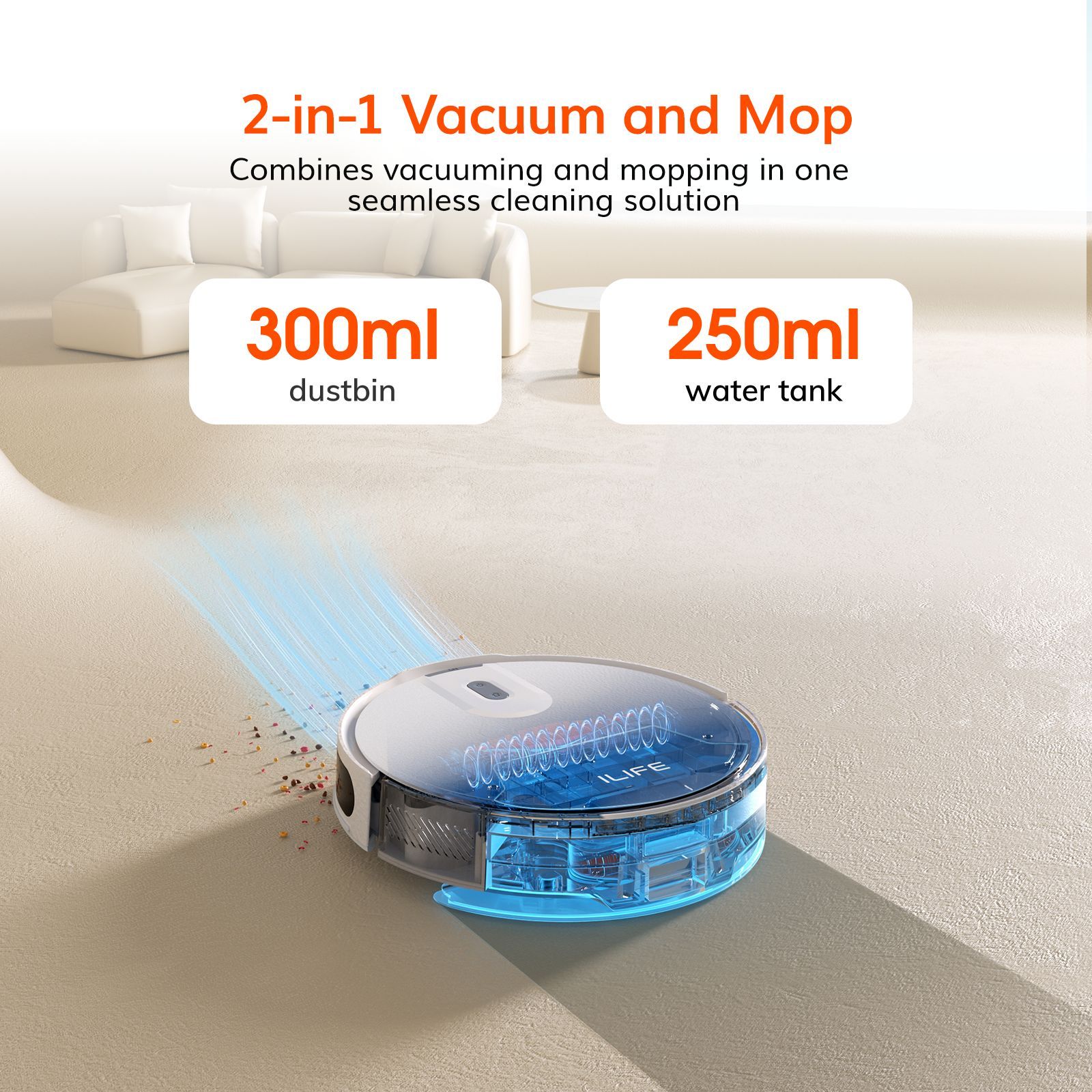 ILIFE V20 Robotic Vacuum Cleaner & Mop with Wi-Fi Connectivity (Alexa & Google Assistant, White) ILIFE V20 Robotic Vacuum Cleaner & Mop with Wi-Fi Connectivity (Alexa & Google Assistant, White)_5
