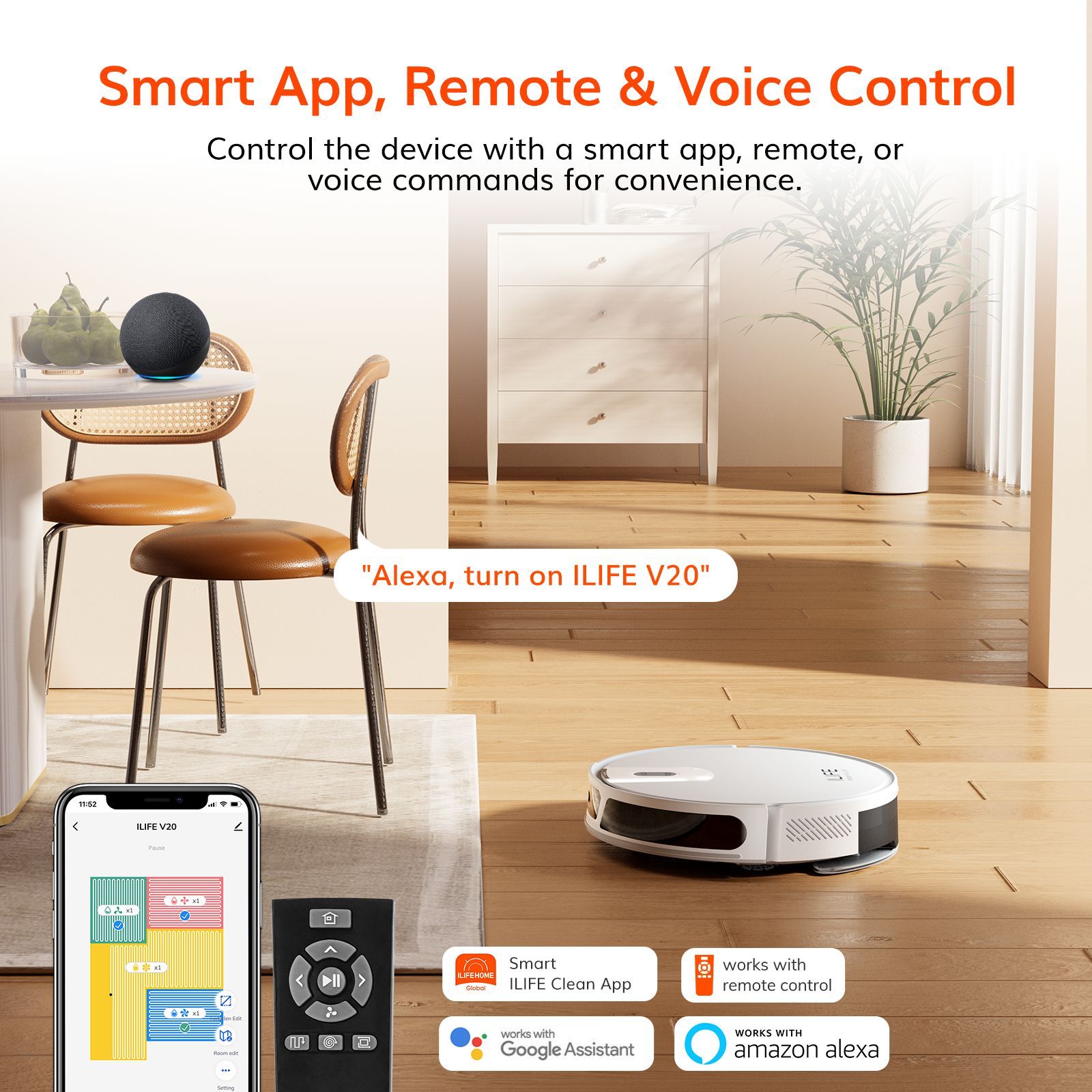 ILIFE V20 Robotic Vacuum Cleaner & Mop with Wi-Fi Connectivity (Alexa & Google Assistant, White) ILIFE V20 Robotic Vacuum Cleaner & Mop with Wi-Fi Connectivity (Alexa & Google Assistant, White)_6